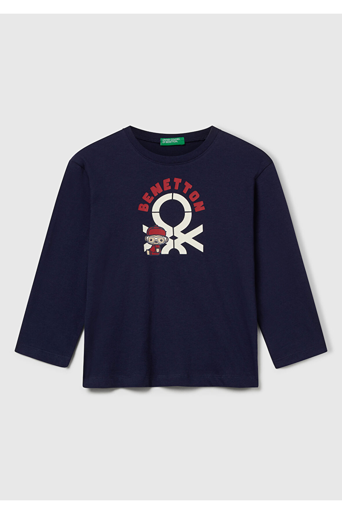 Erkek Çocuk Çok Renkli Logo Baskılı Bisiklet Yaka Uzun Kollu T-Shirt