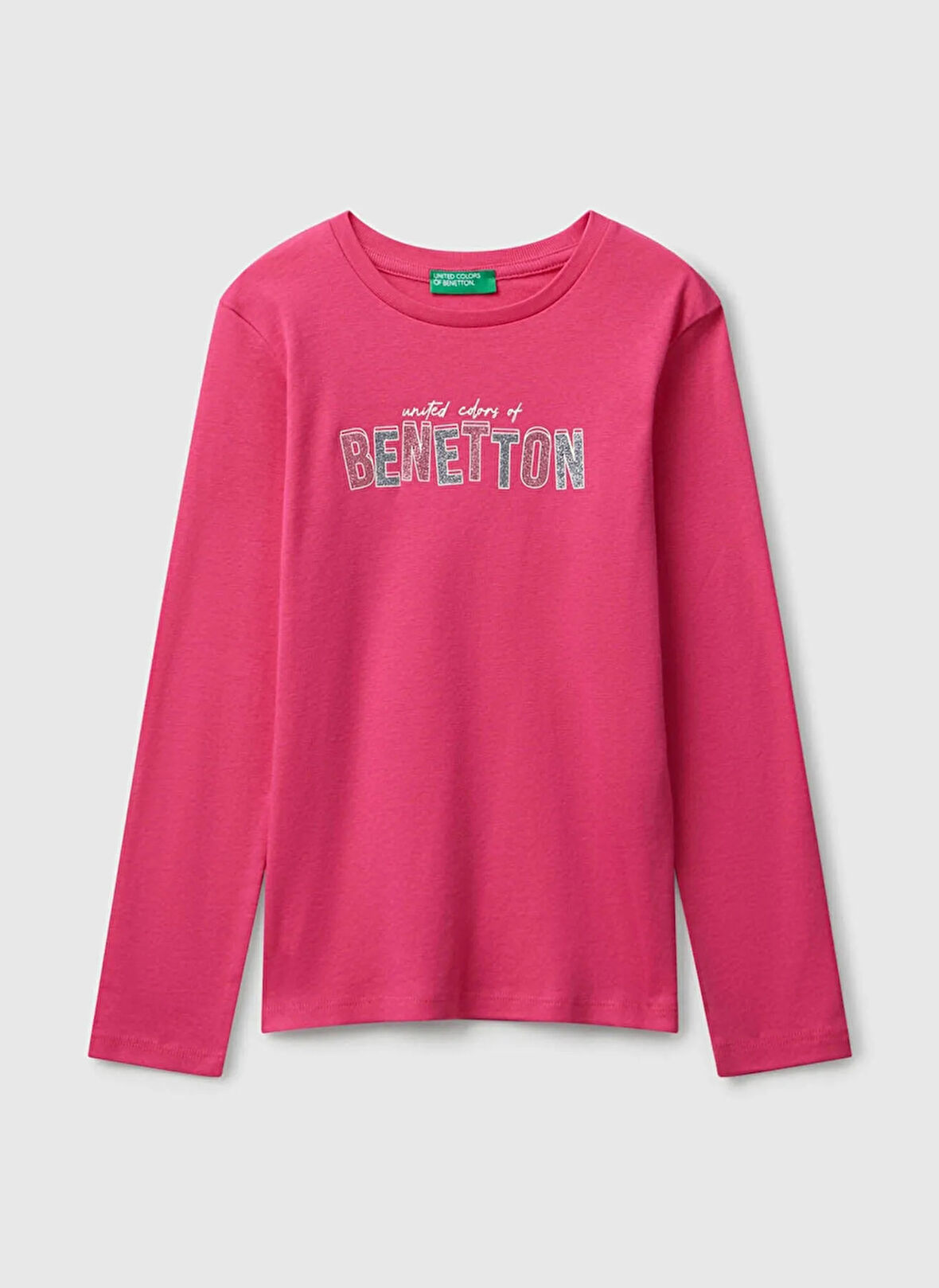 Benetton Baskılı Pembe Kız Çocuk T-Shirt 3I9WC10Q2