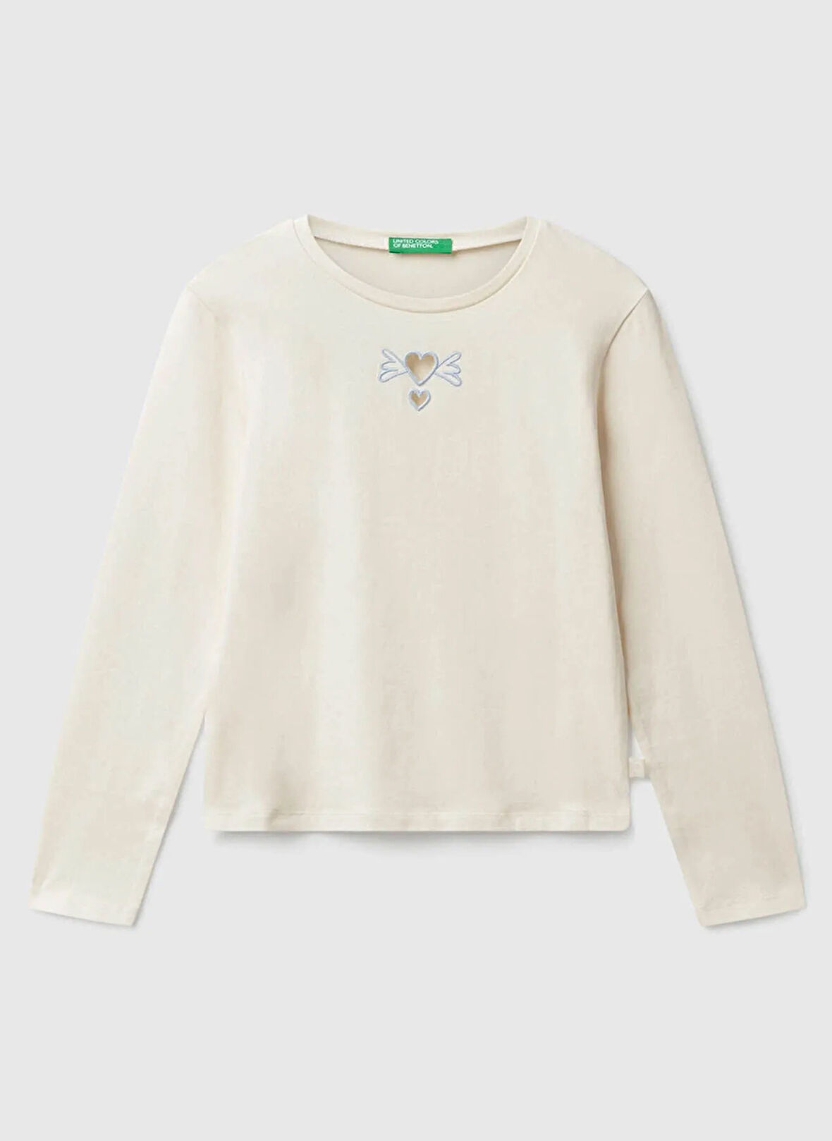 Benetton Baskılı Ekru Kız Çocuk T-Shirt 3P4ZC10QF