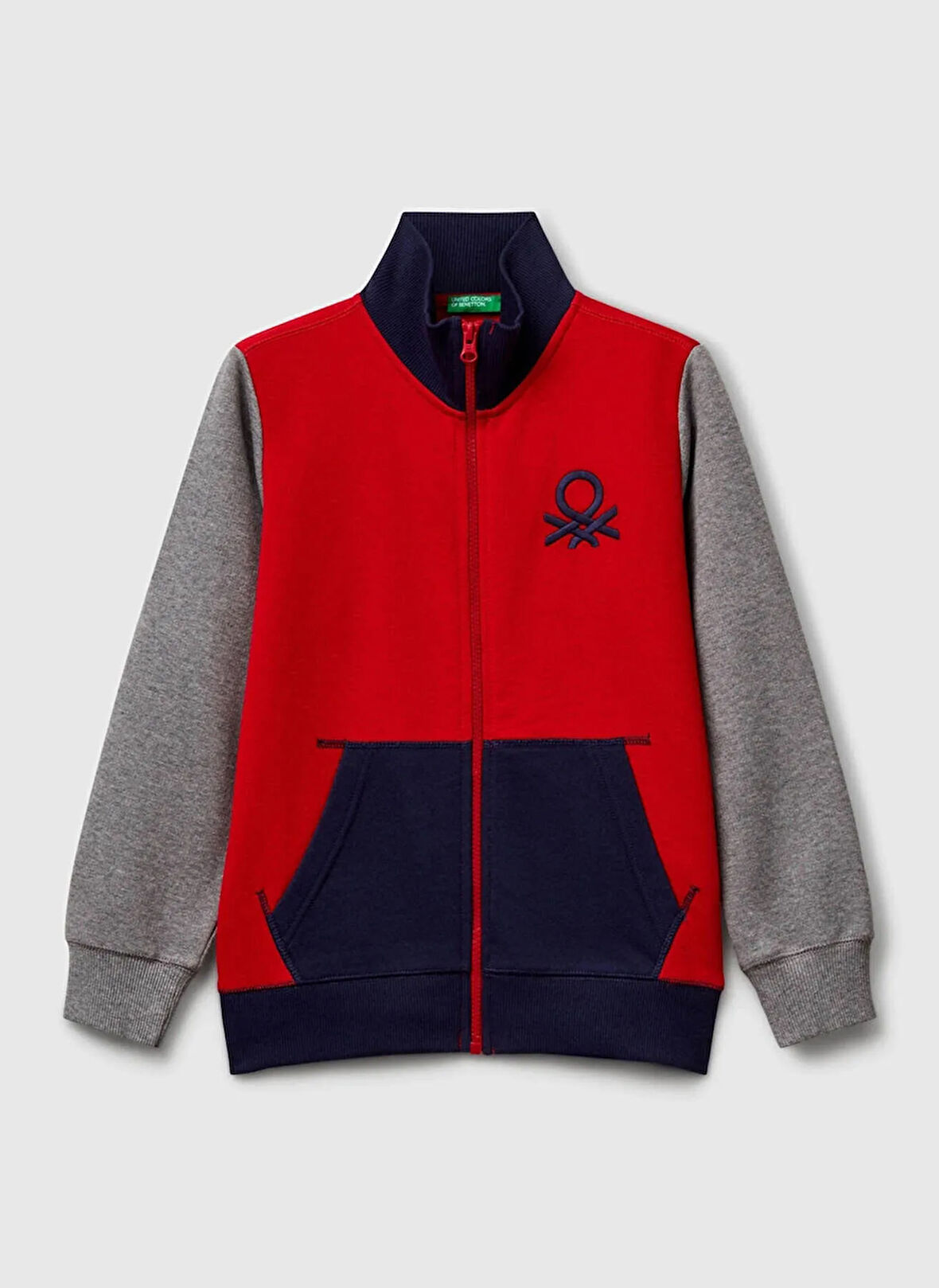 Benetton Nakışlı Erkek Çocuk Kırmızı - Gri Sweatshırt 3J68C501B