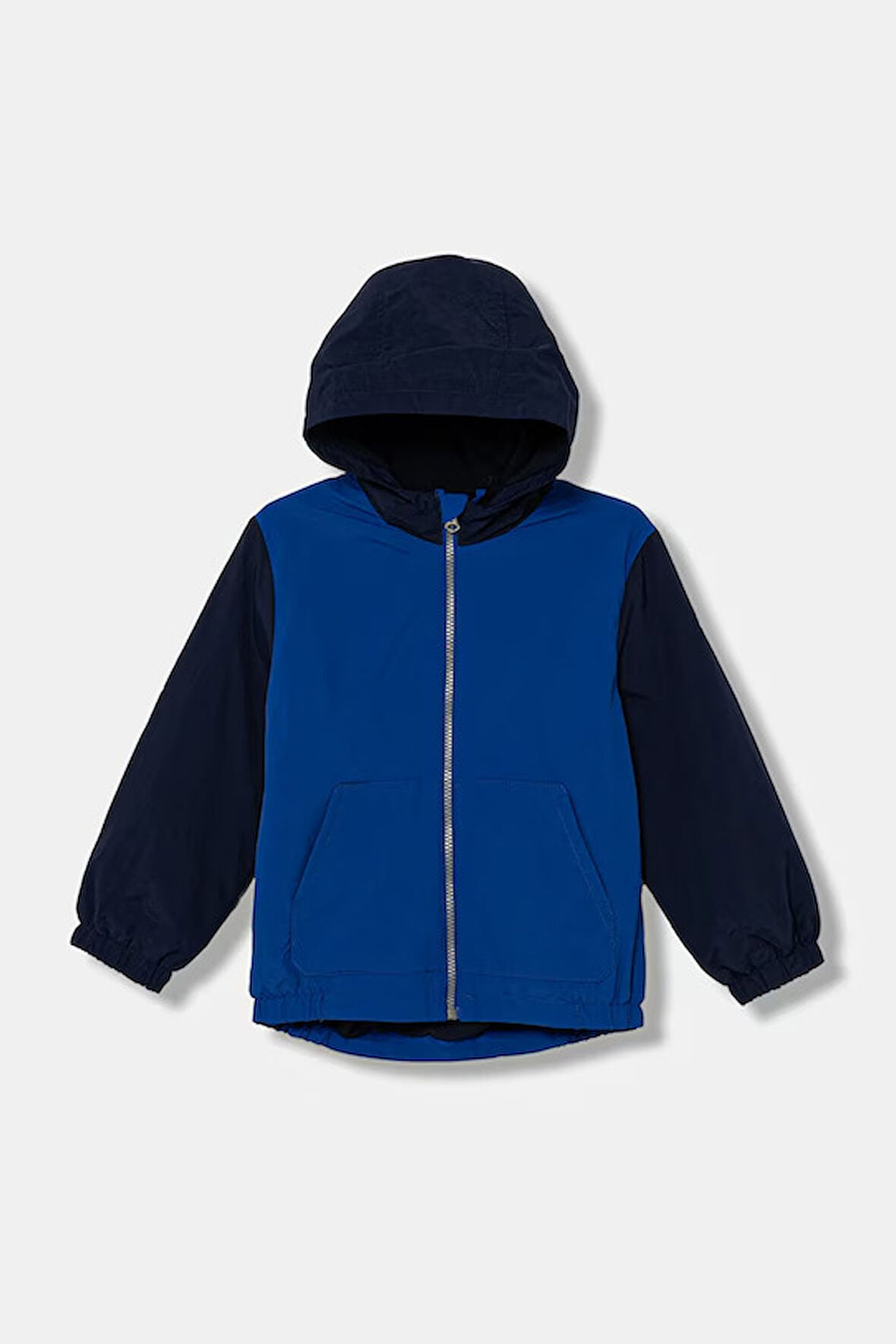 Erkek Bebek Mavi Astarlı Kapüşonlu Yağmurluk