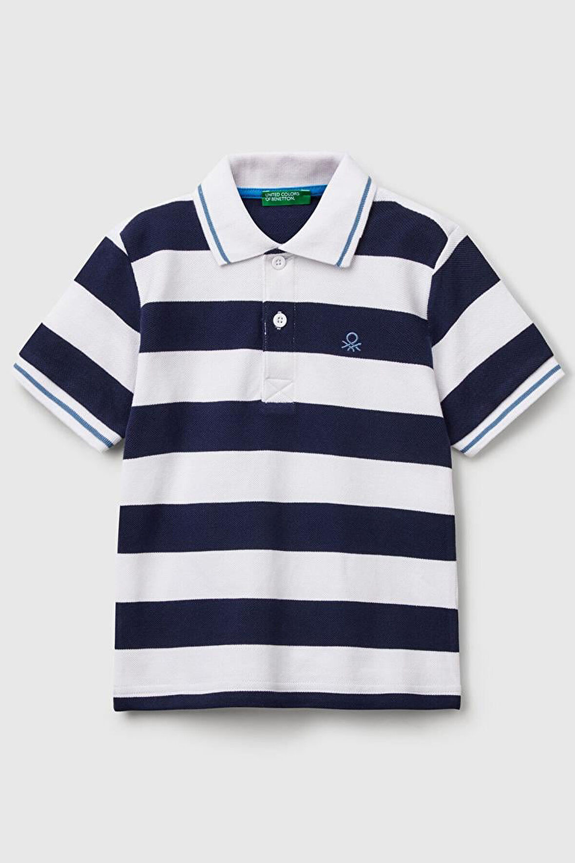 United Colors of Benetton Erkek Çocuk Çizgili Polo T shirt Lacivert 39QAG300V