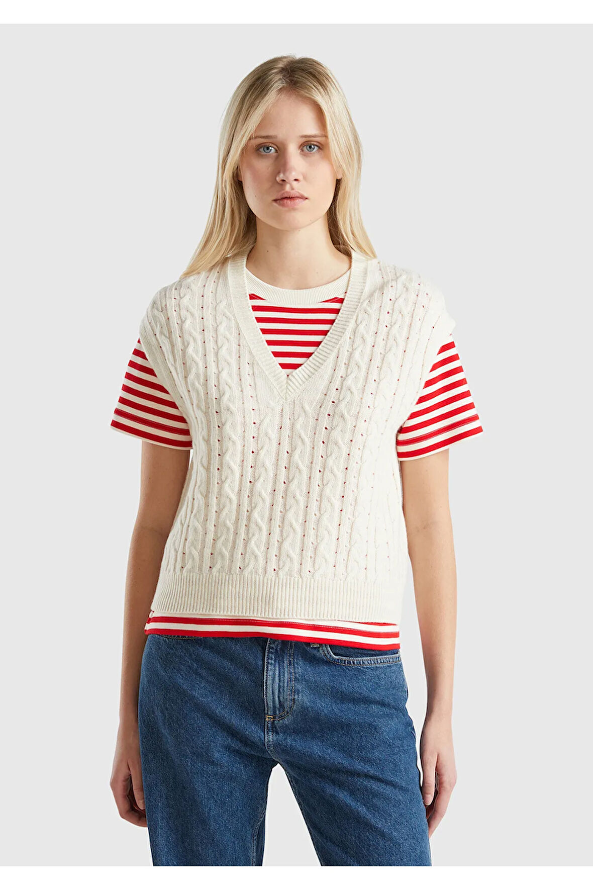 United Colors Of Benetton Kadın / Kız Krem Kazak (Model Kodu: 124A1244D4023 )