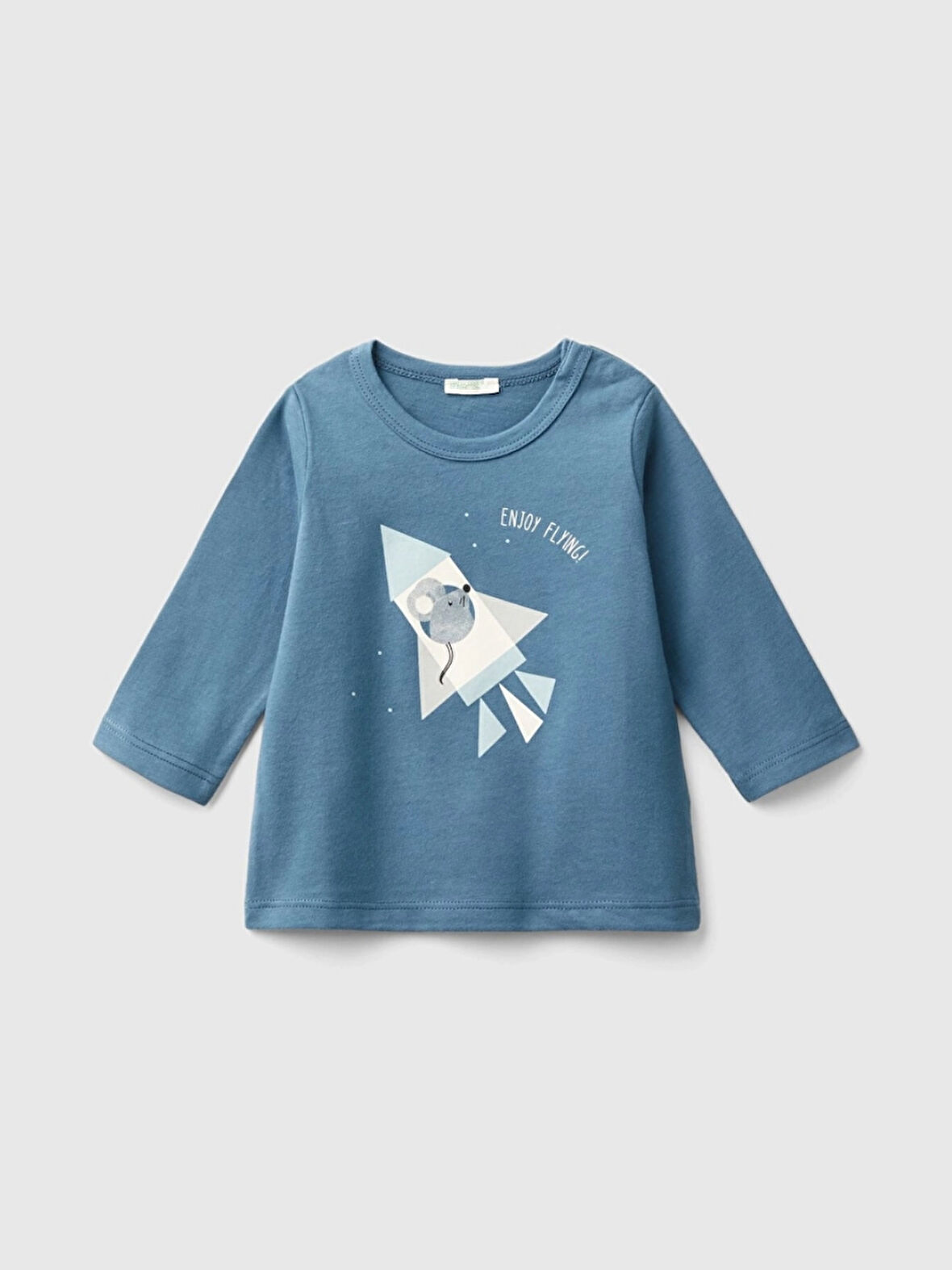 Benetton Erkek Bebek Önü Su Baskılı Sweatshırt 1-18 Ay İndigo