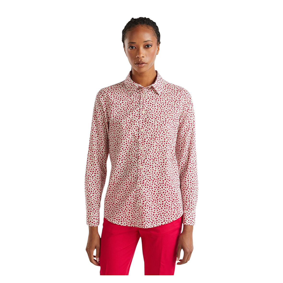 Kadın %100 Koton Desenli Gömlek