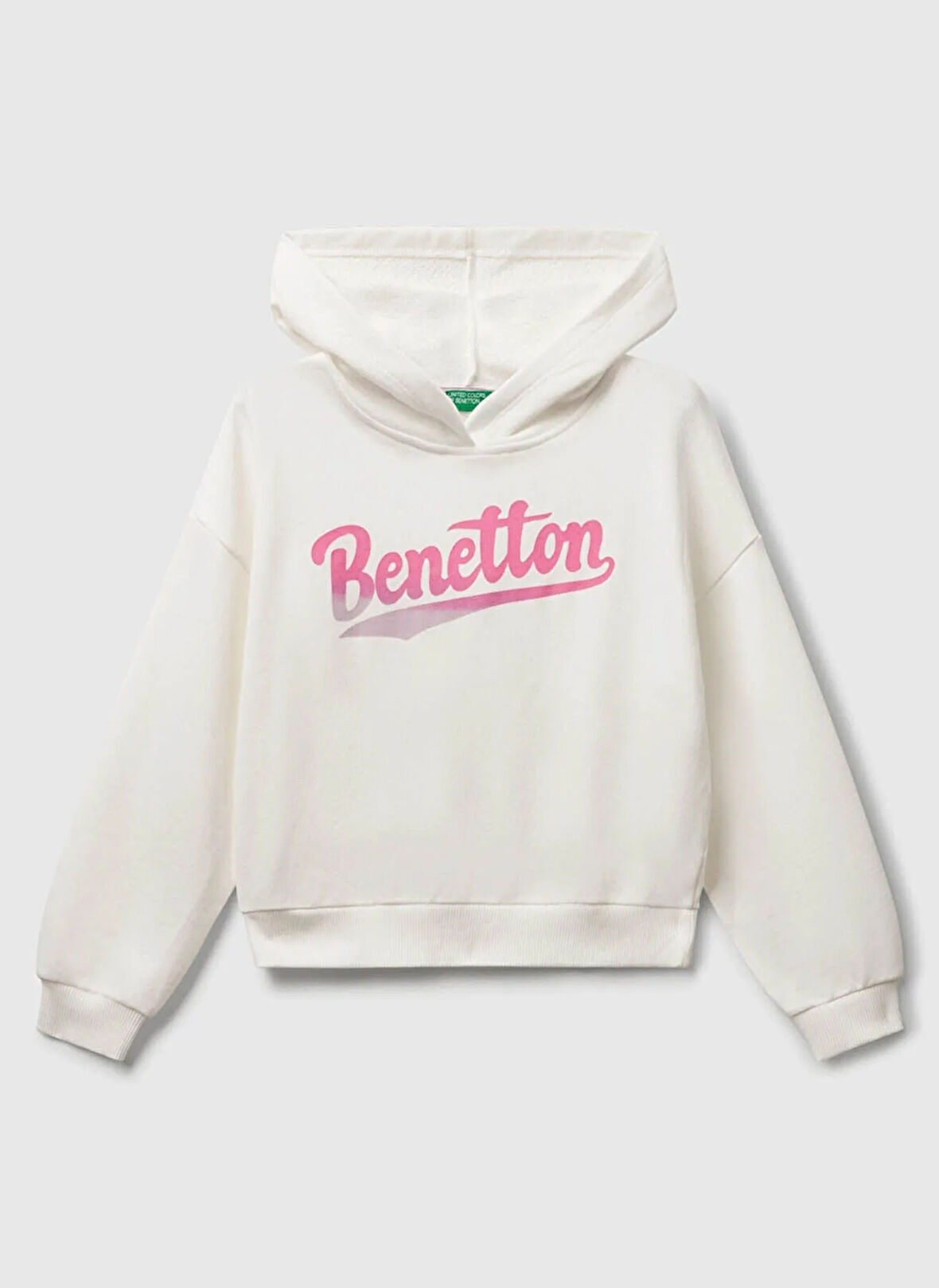 Benetton Baskılı Kız Çocuk Ekru Sweatshırt 3J68C204W
