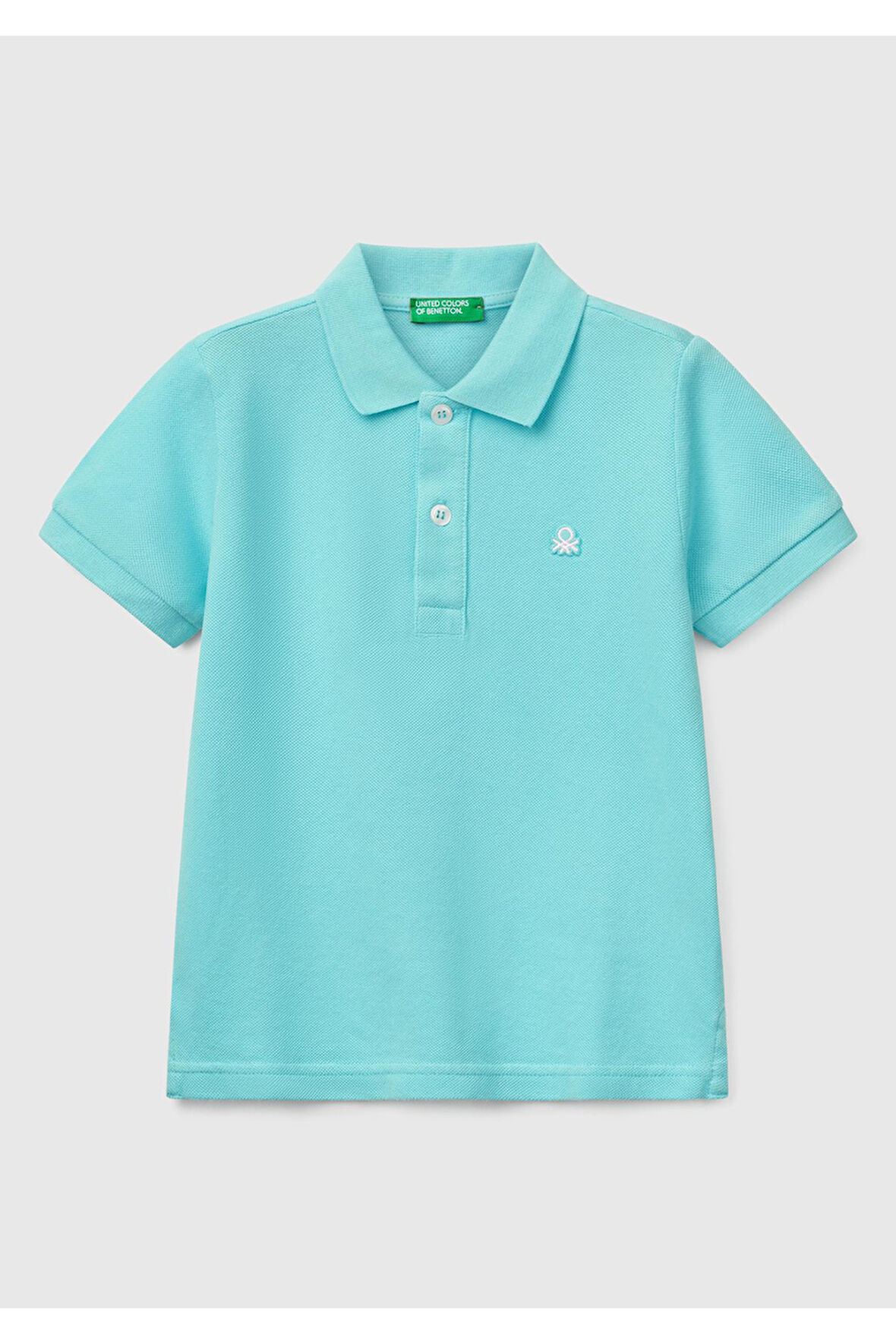 Erkek Çocuk Su Yeşili Logolu Pike Polo T-Shirt