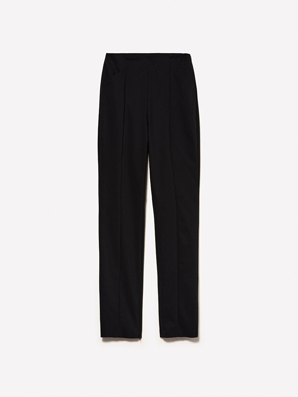 Pamuk Karışımlı Yandan Gizli Fermuarlı Yüksek Bel Pantolon Kadın Siyah Pantolon - 324A44IYLF05Q