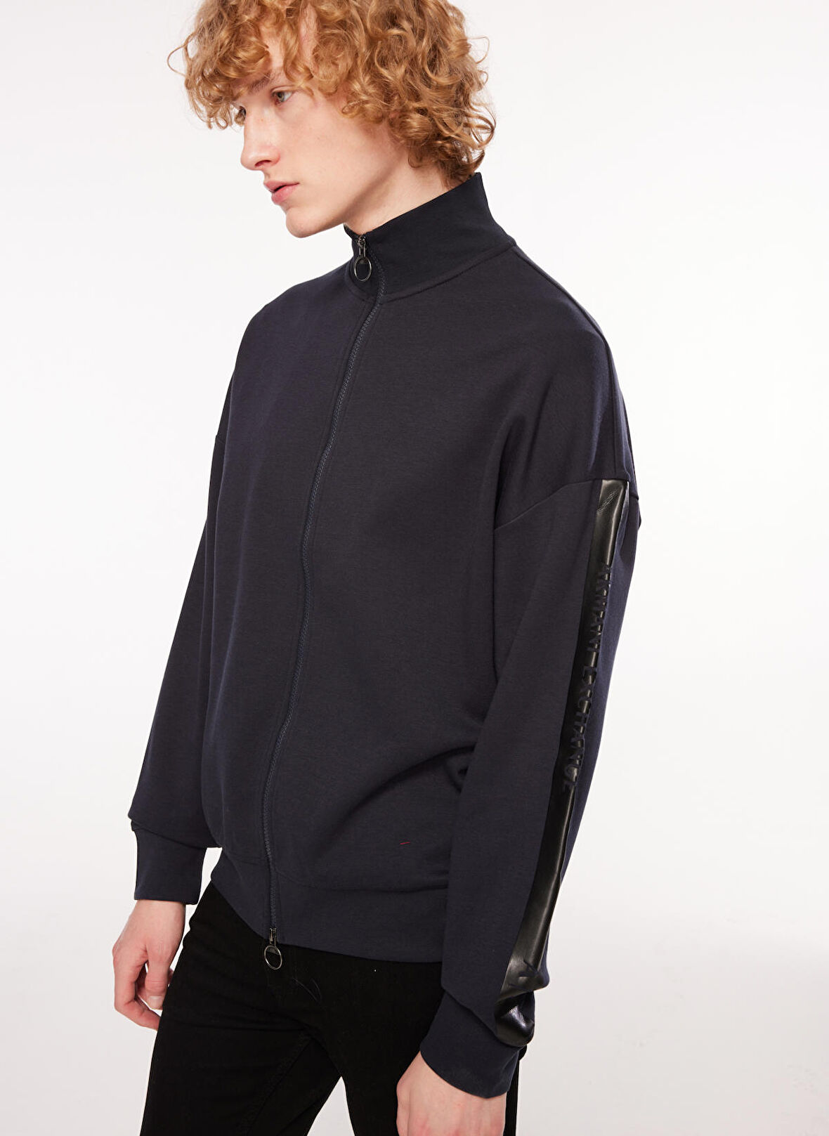 Gömlek Yaka Lacivert Erkek Sweatshırt 6RZMCB 1510 NAVY