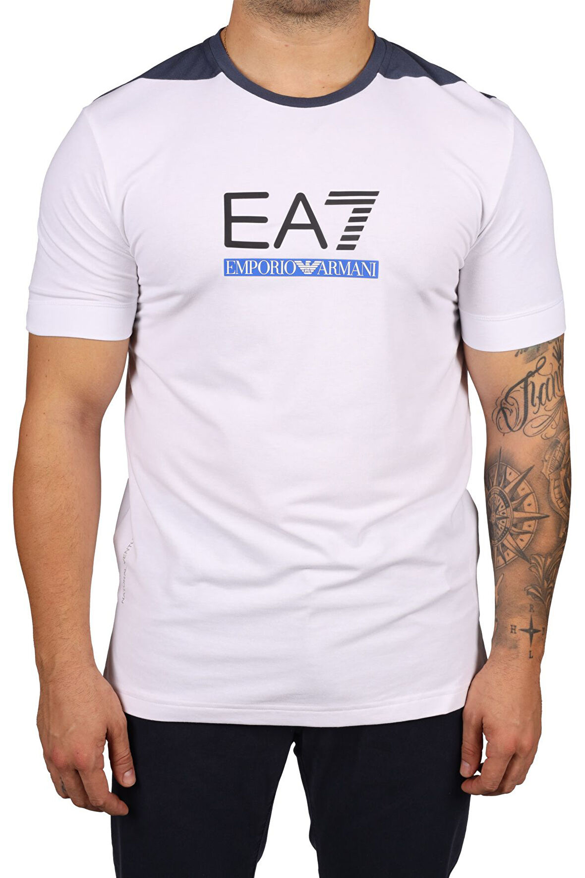Erkek Yuvarlak Yaka Kısa Kollu Logolu T-Shirt - Beyaz  | S