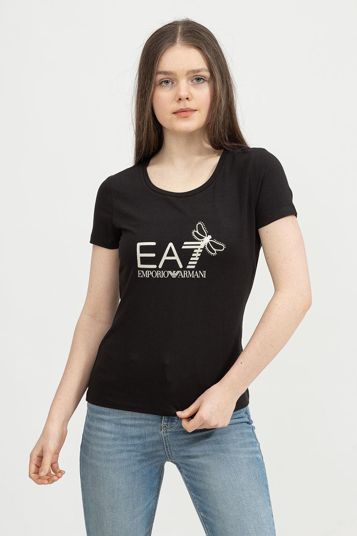 EA7 Kadın Bisiklet Yaka T-Shirt