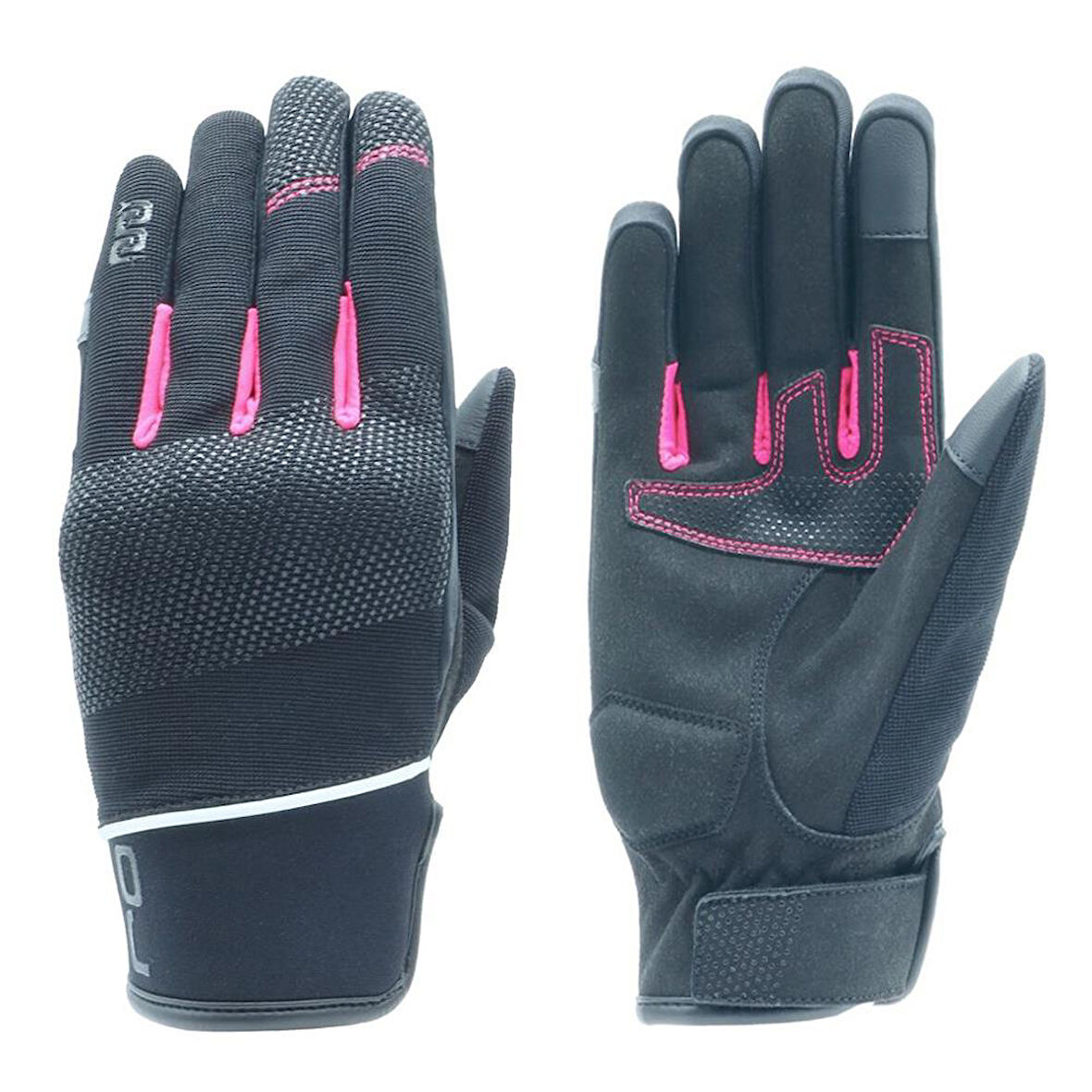 OJ LUCE SİYAH/PEMBE ÇİZGİLİ YAZLIK KORUMALI Kadın MOTOSİKLET ELDİVENİ M