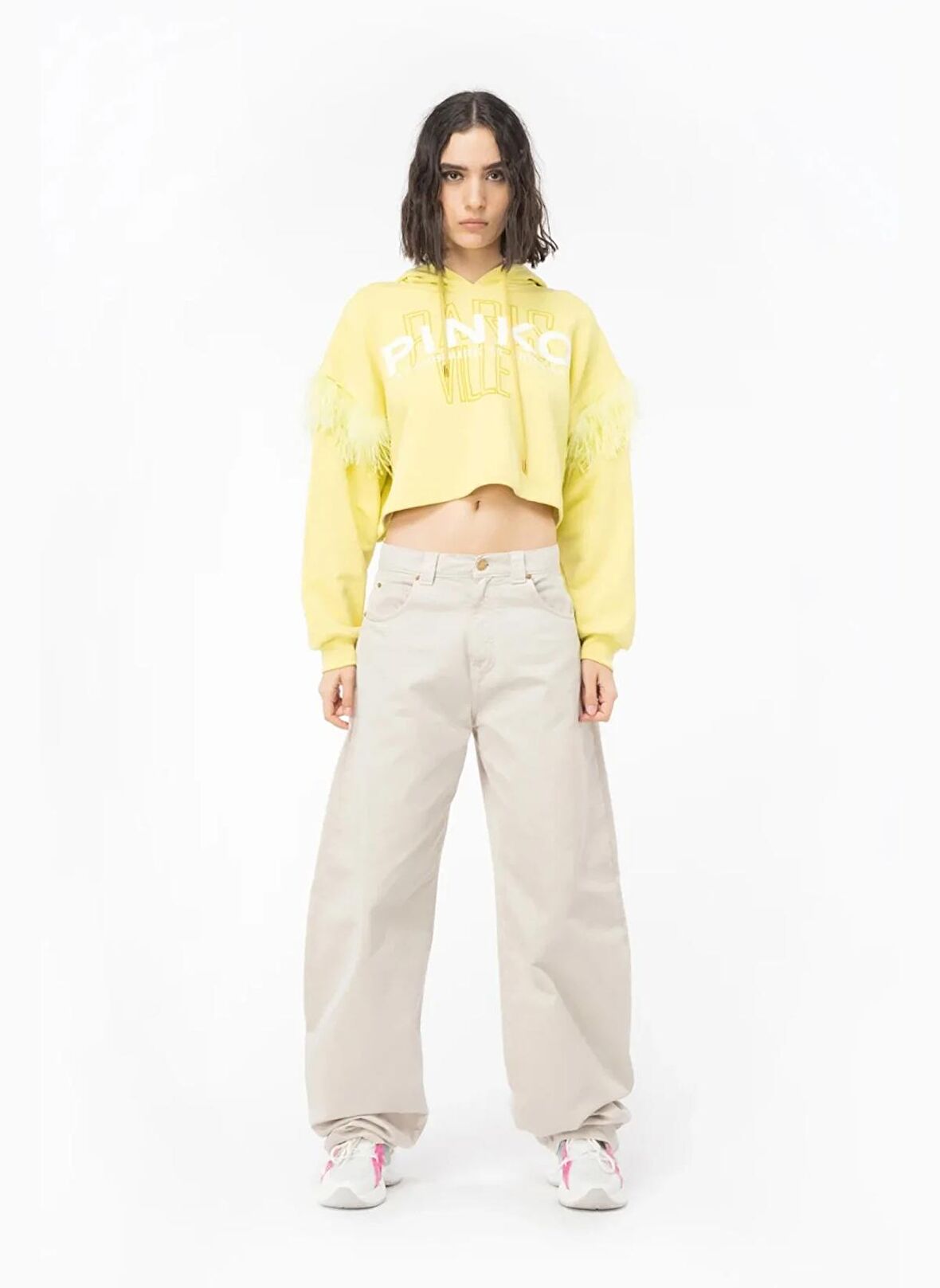 Pinko Yuvarlak Yaka Baskılı Siyah Kadın Sweatshırt 103129A1LU