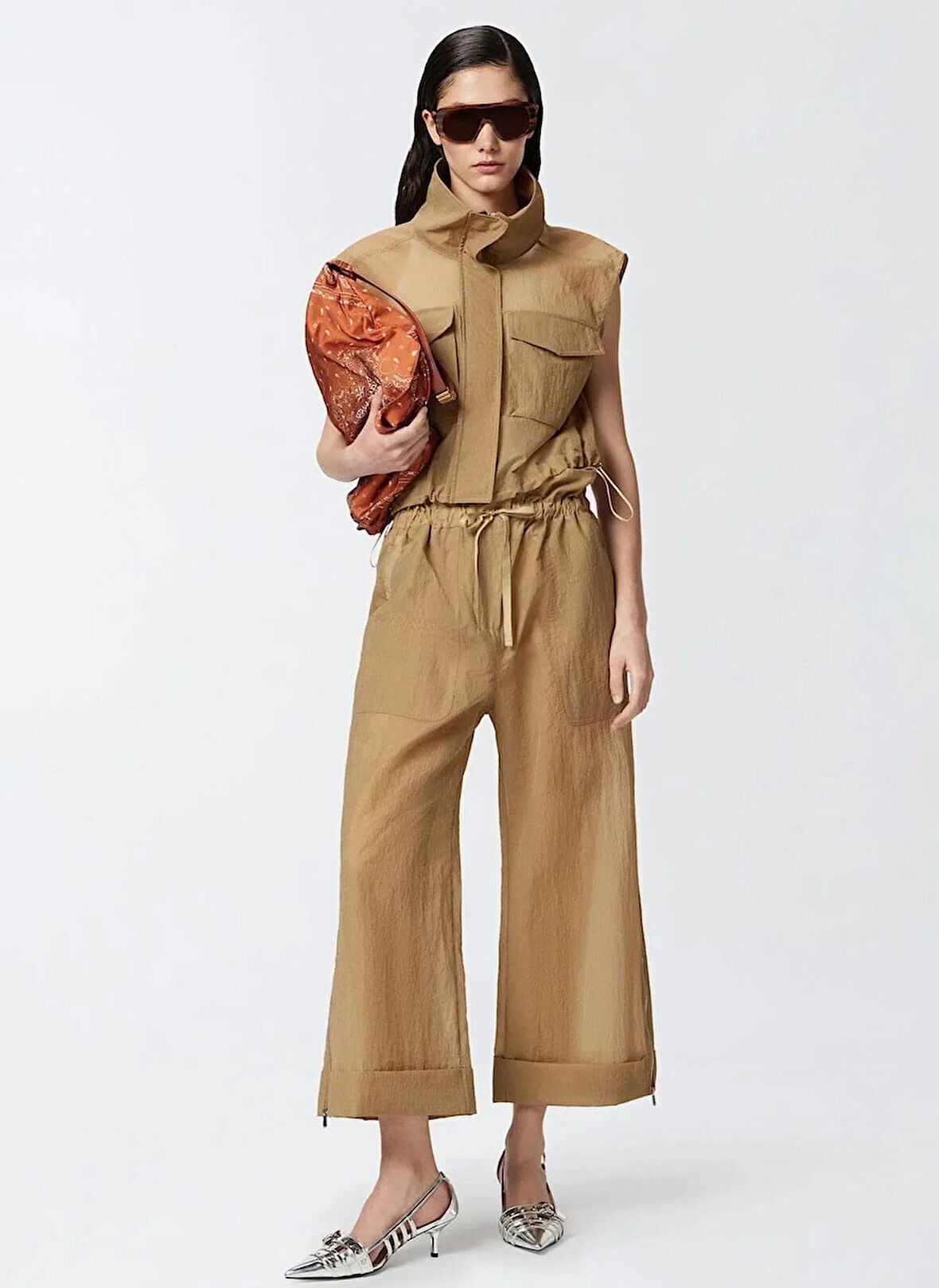 Pinko Yüksek Bel Standart Açık Kahve Kadın Pantolon 104896