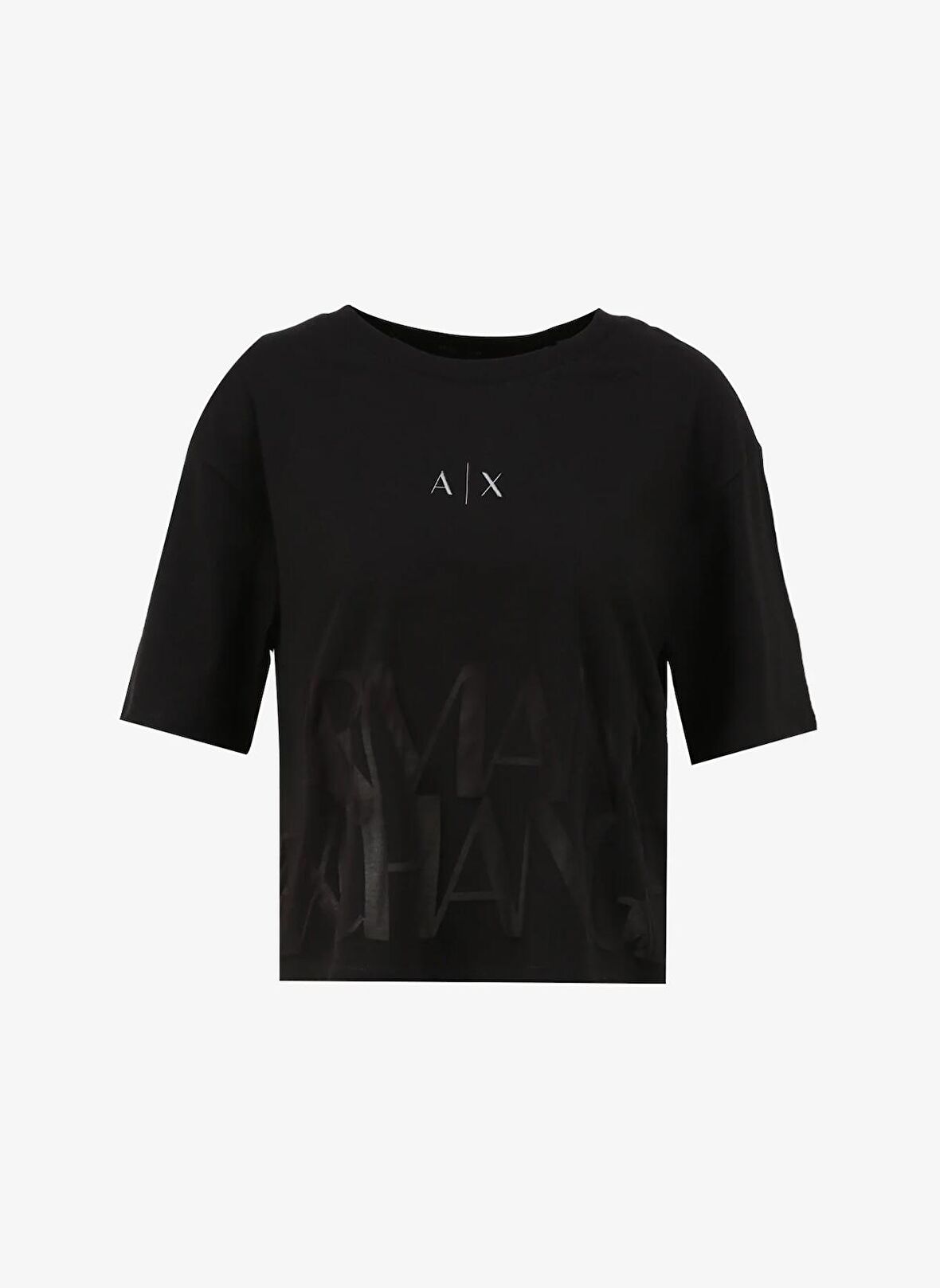 Bisiklet Yaka Baskılı Siyah Kadın T-Shirt 3DYT33