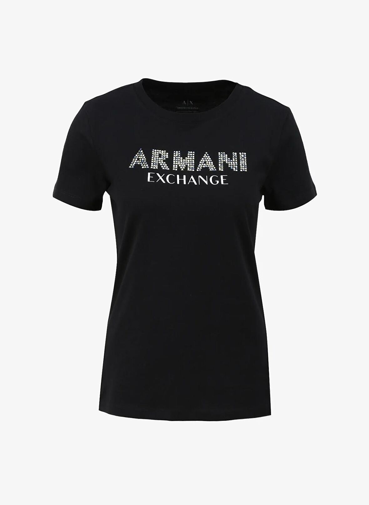 Armani Exchange Bisiklet Yaka Baskılı Siyah Kadın T-Shirt 3DYT13