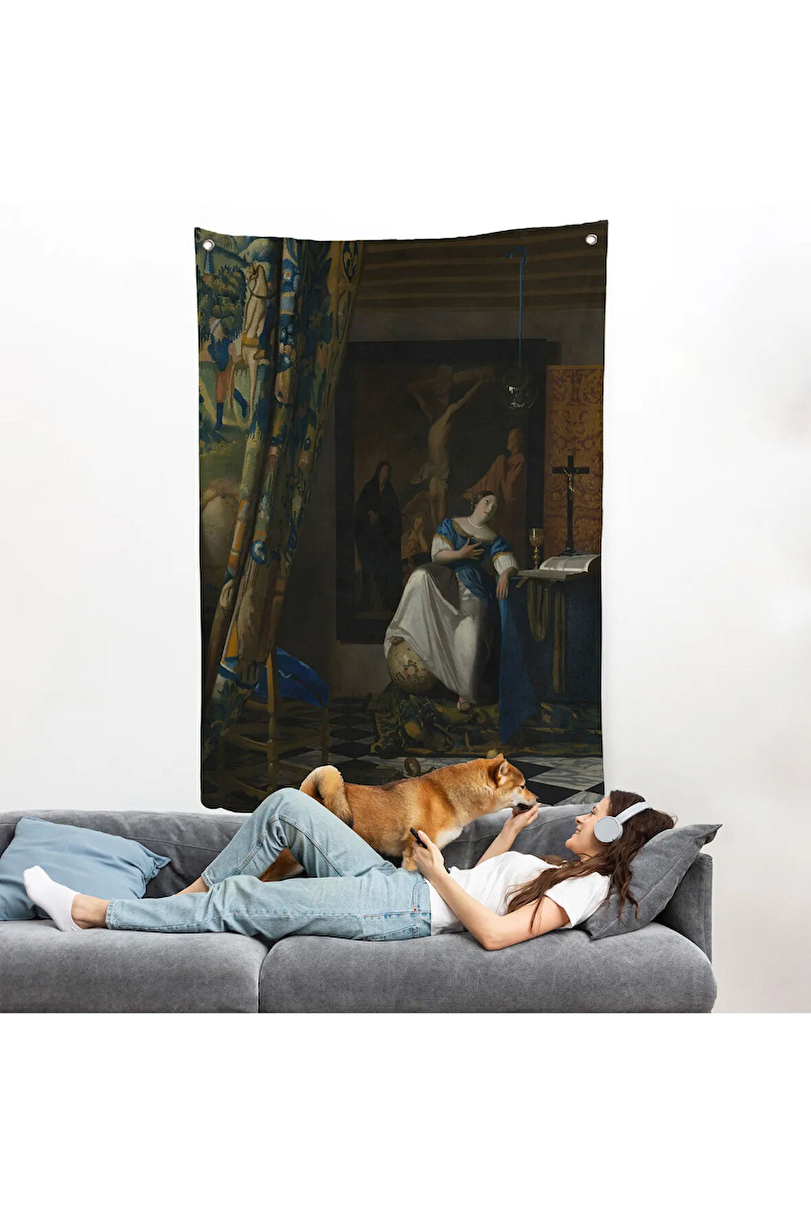 Johannes Vermeer - Katolik İnancının Alegorisi Duvar Örtüsü- Allegory of the Catholic Faith-8057