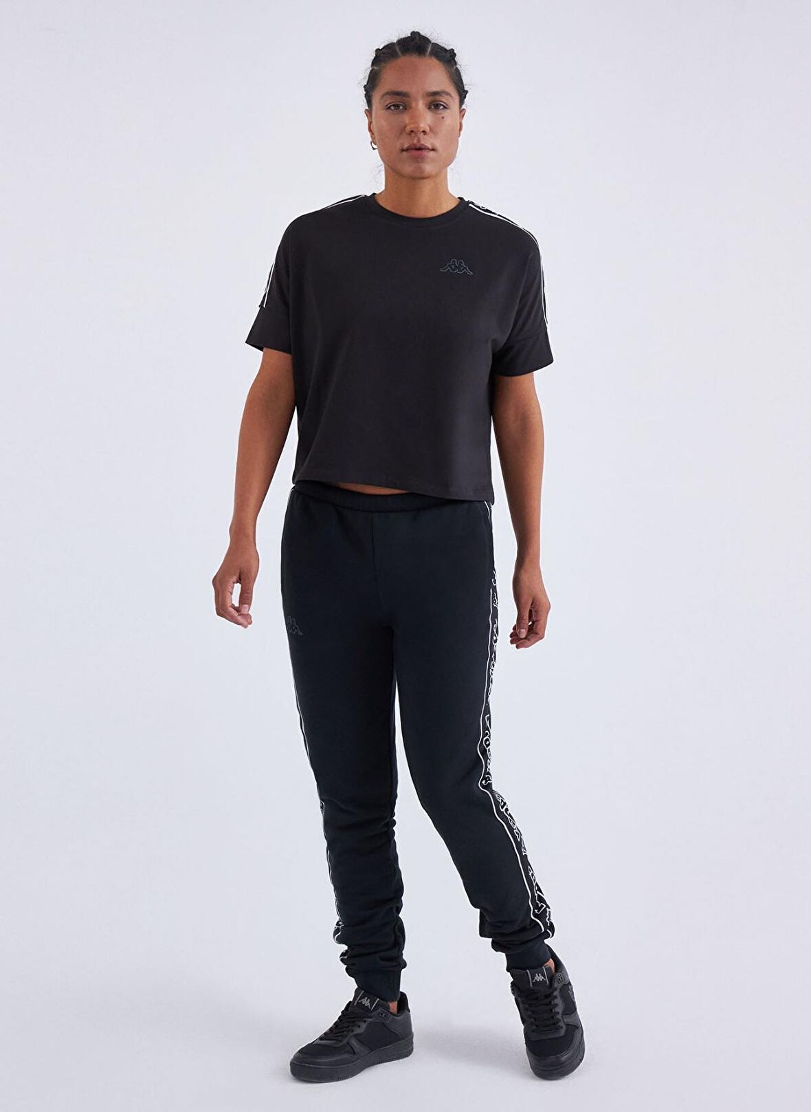 Kappa Slim Fit Siyah Kadın Eşofman Altı 371E81WA00 W LOGO TAPE ALPIRE