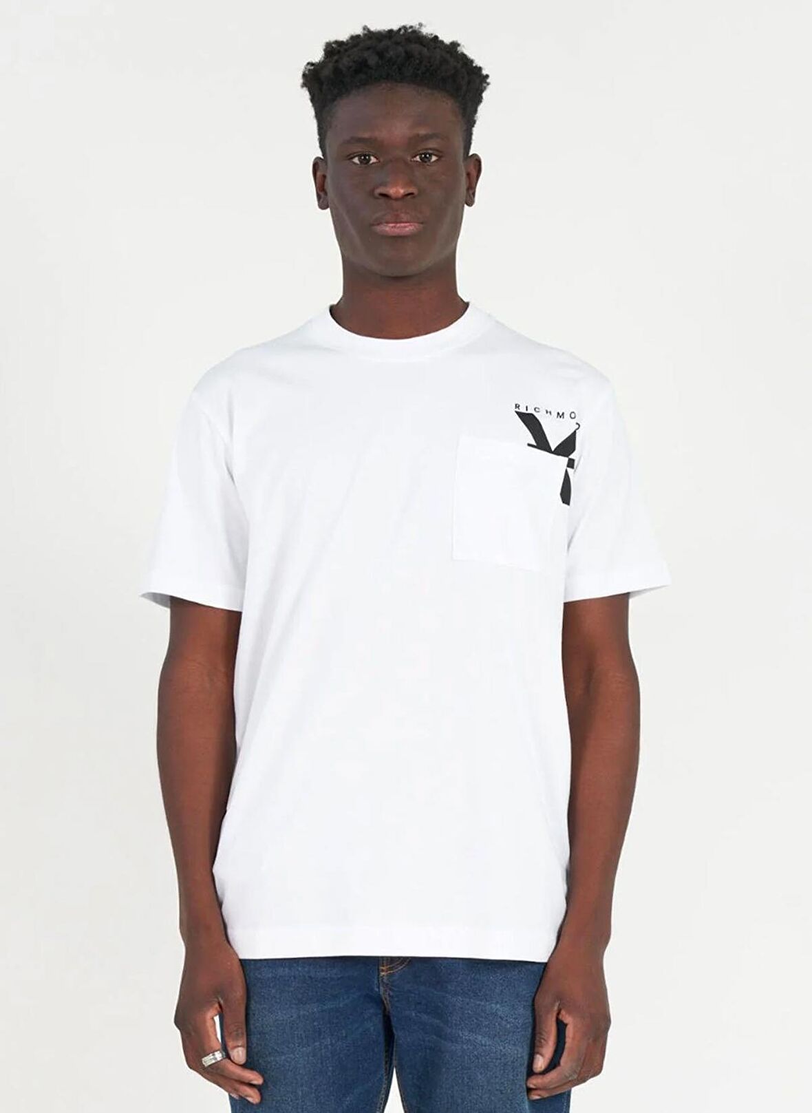 John Richmond Bisiklet Yaka Beyaz Erkek T-Shirt UMP24048TS