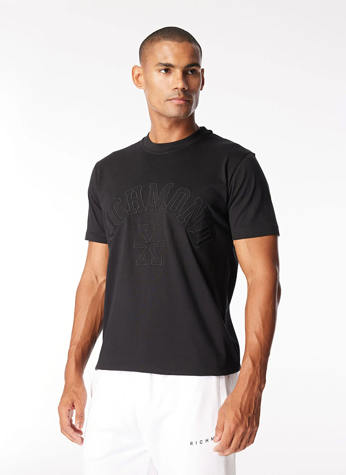 John Richmond Bisiklet Yaka Siyah Erkek T-Shirt UMP24045TS