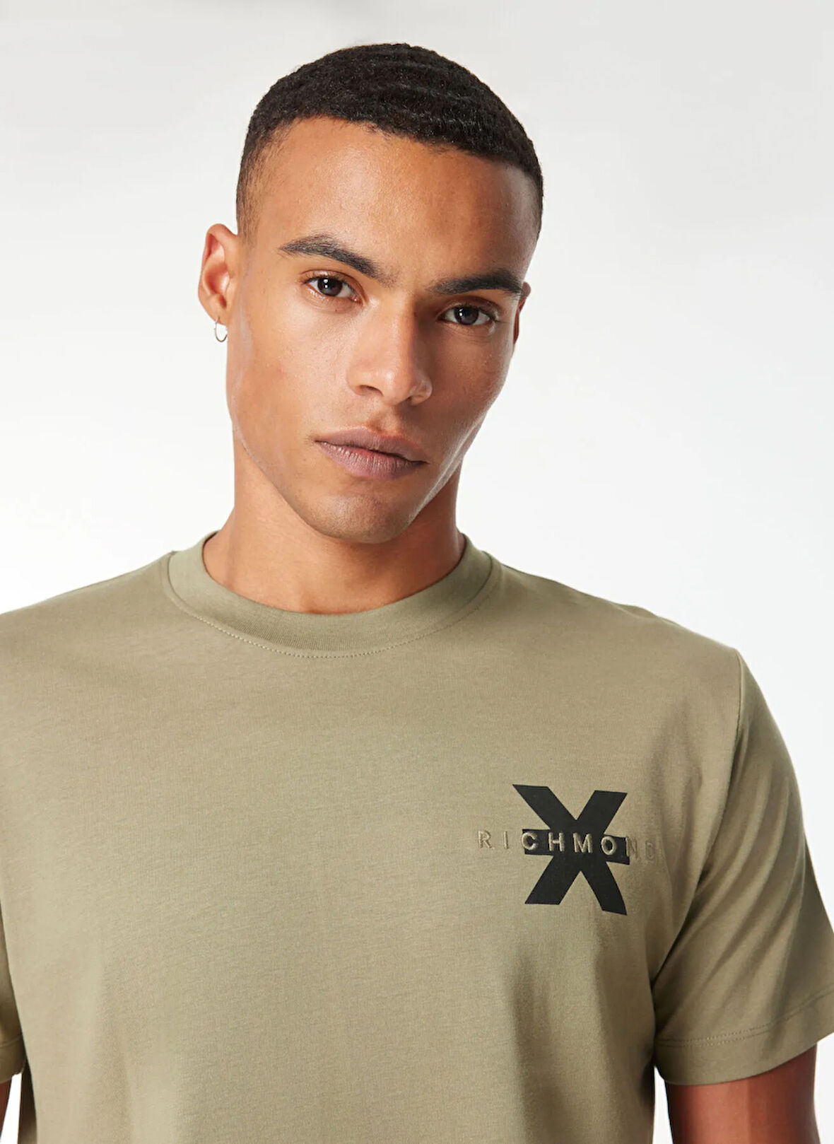 John Richmond Bisiklet Yaka Haki Erkek T-Shirt UMP24057TS