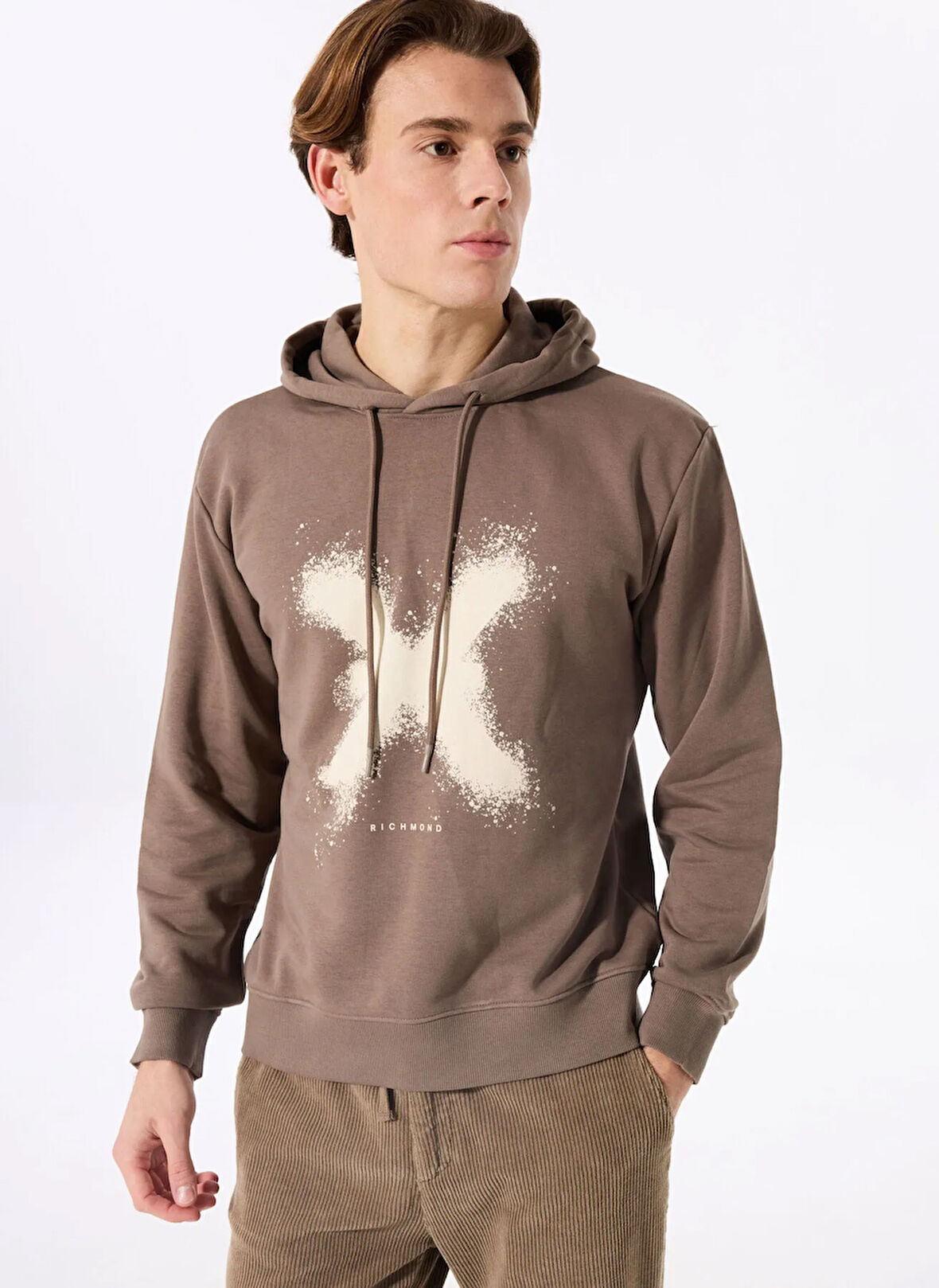 John Richmond Kapüşon Yaka Kahve Erkek Sweatshırt UMA24070FE