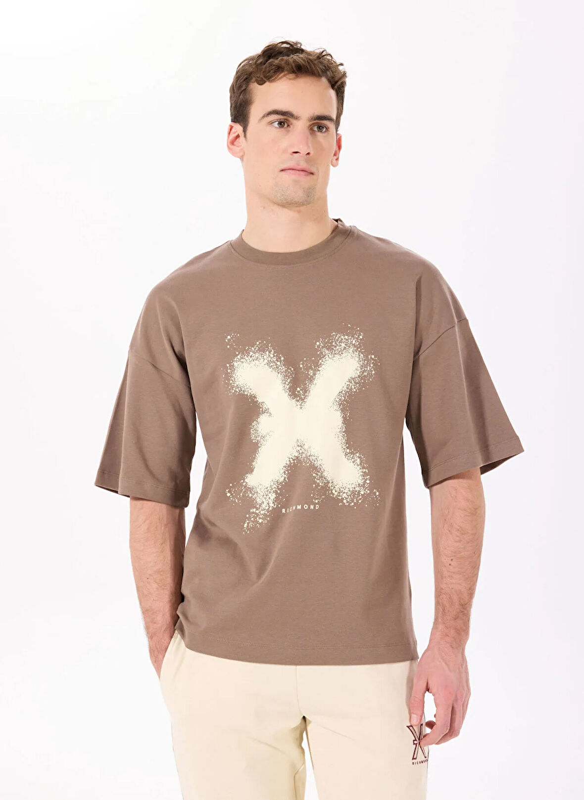 John Richmond Bisiklet Yaka Kahve Erkek T-Shirt UMA24071TS