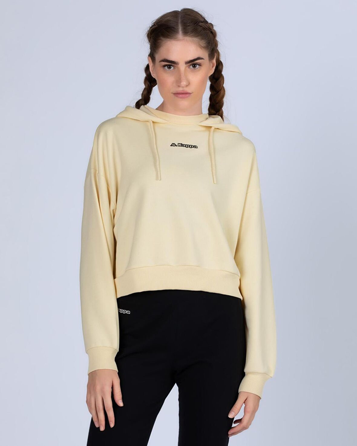 Kappa Kapüşon Yaka Bej Kadın Sweatshırt 341H3LW LOGO 365 DIGI