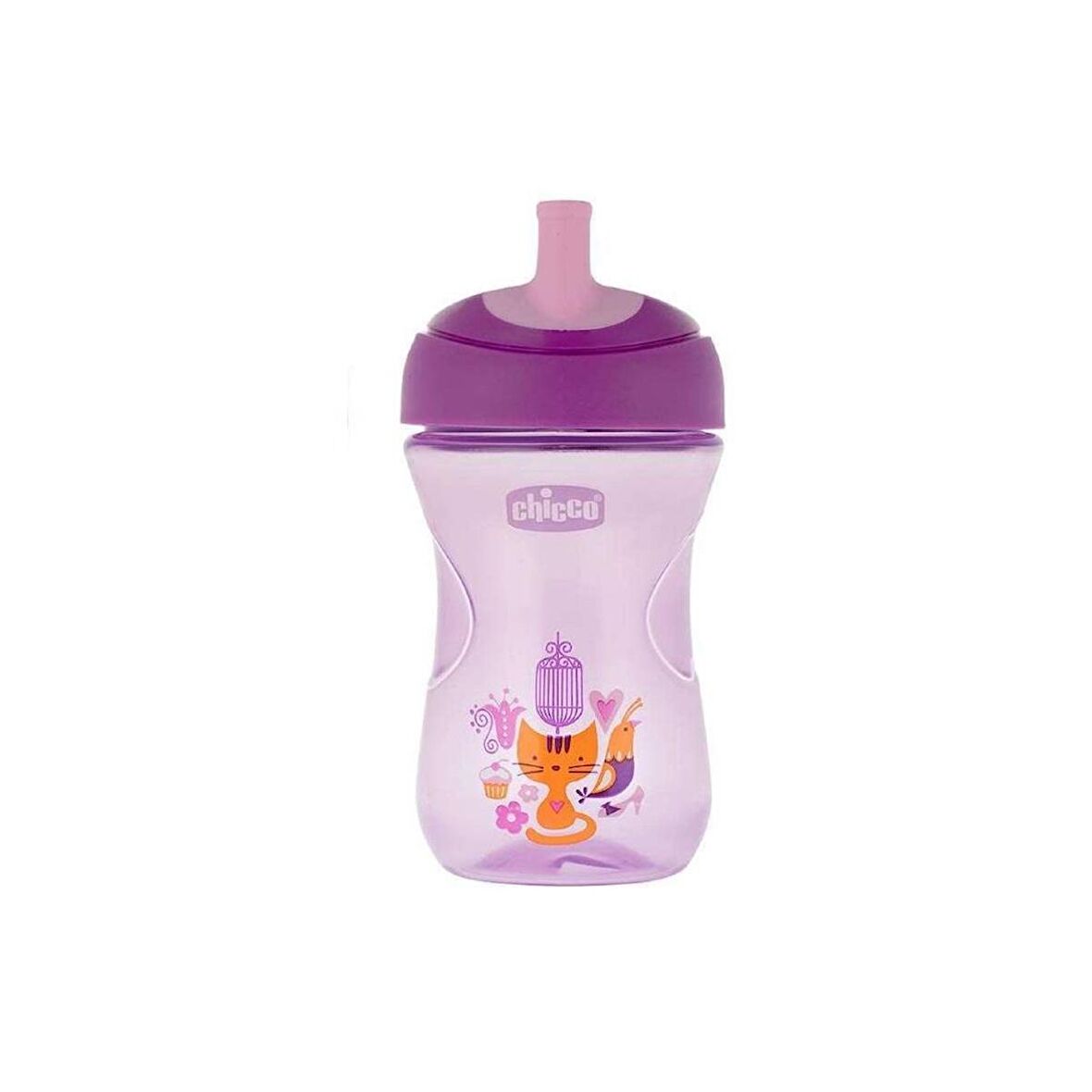 Chicco Pipetli Eğitim Bardağı 12 Ay+ Mor Kedili 266ml