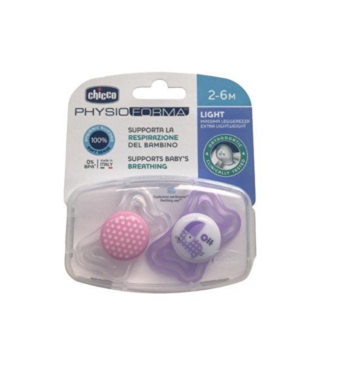 Chicco Physio Light Yalancı Emzik 2'li  2-6M Pembe