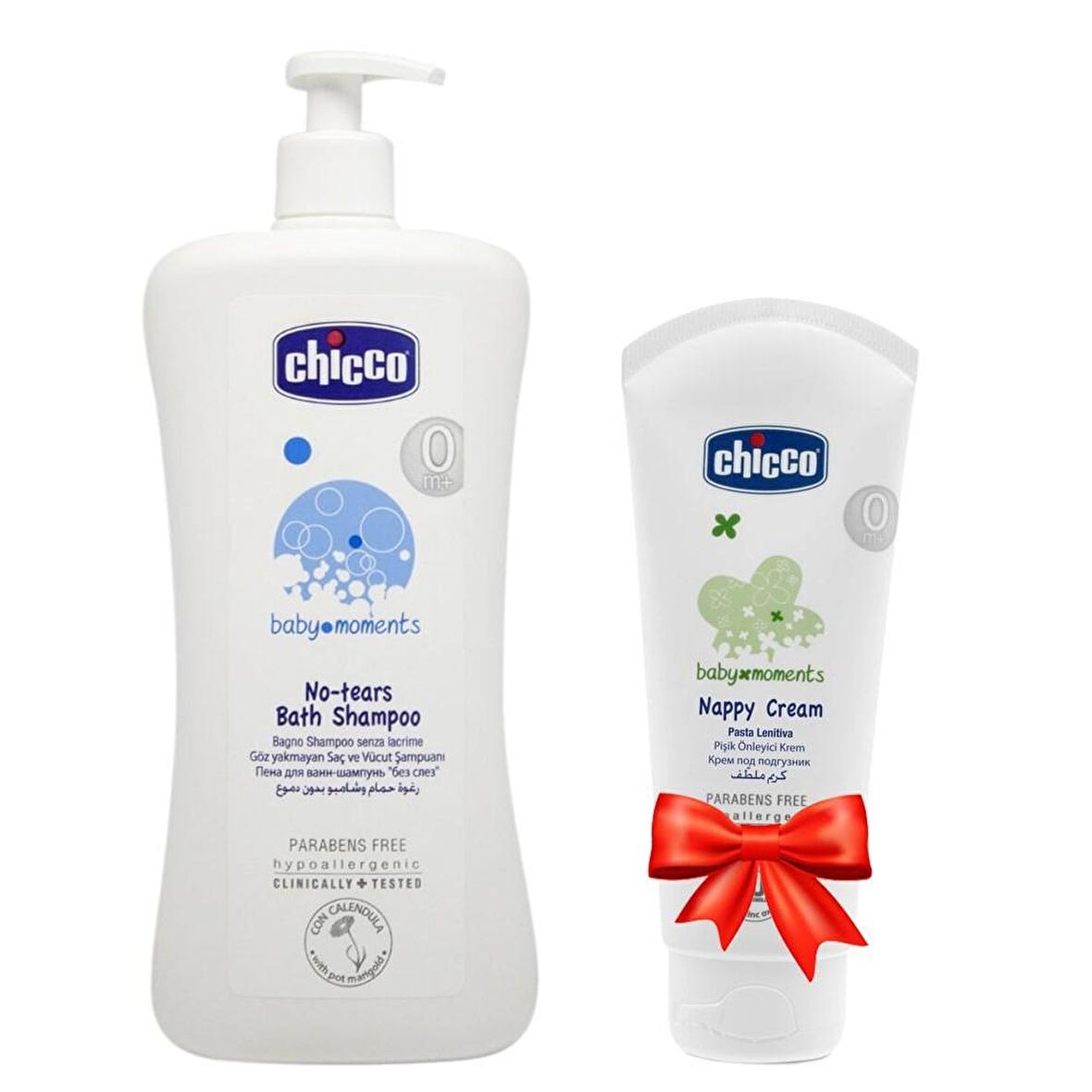 Chicco Baby Moments No-tears Bath Göz Yakmayan Saç ve Vücut Şampuanı 750 ml + Pişik Önleyici Krem