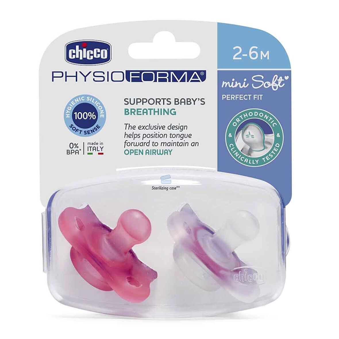 Chicco PhysioForma Mini Soft 2'li Emzik 2-6 Ay Kız