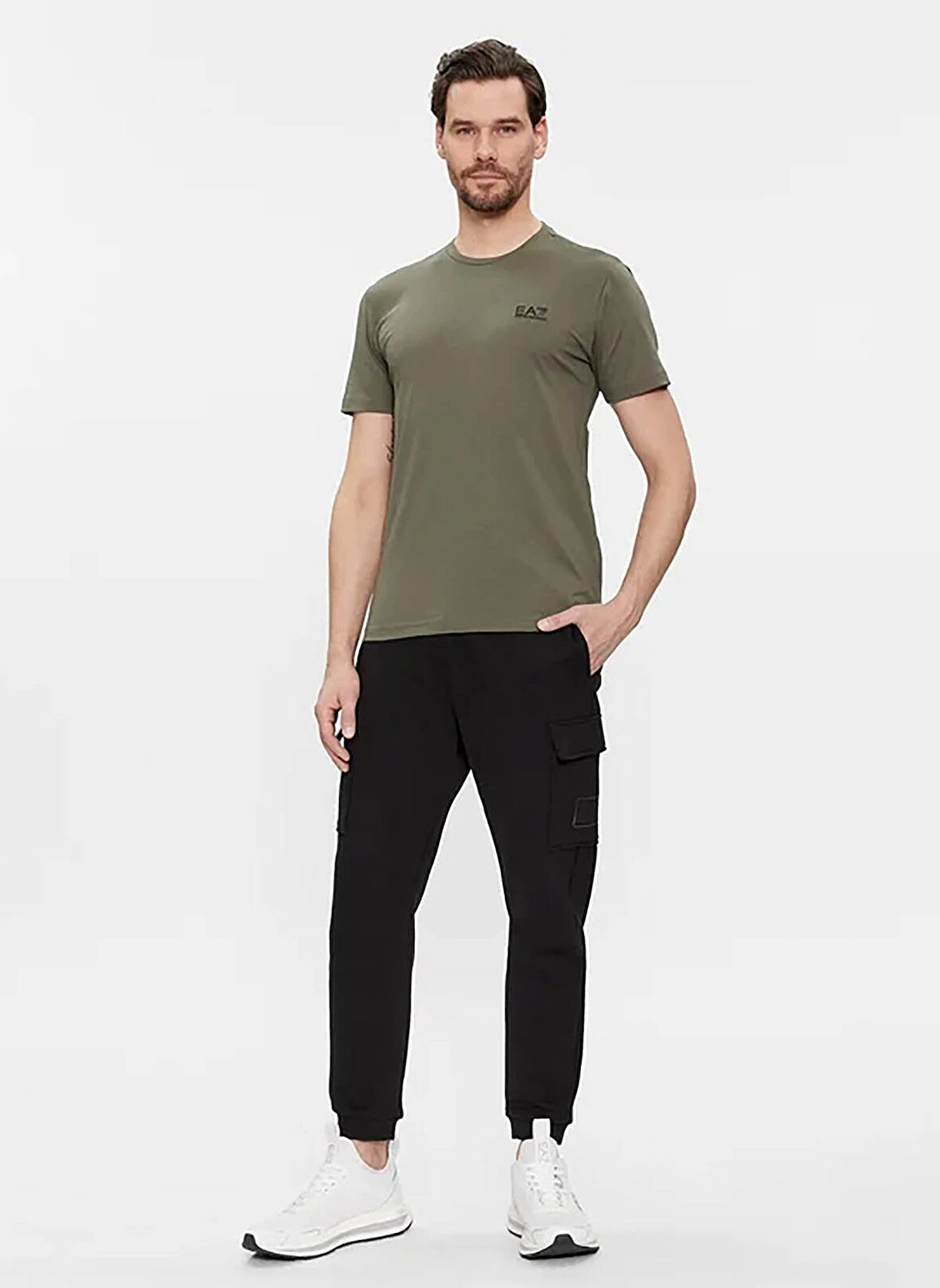 EA7 Bisiklet Yaka Haki Erkek T-Shirt 8NPT51PJM9Z