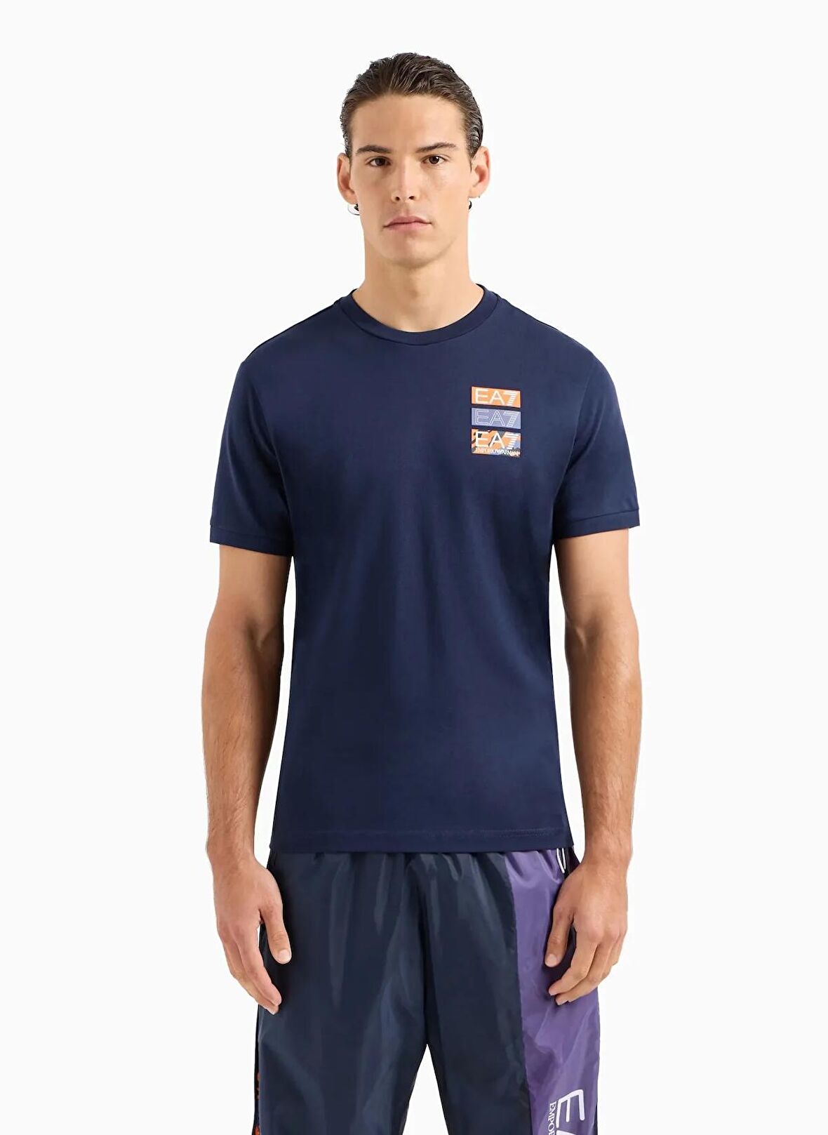 EA7 Bisiklet Yaka Lacivert Erkek T-Shirt 3DPT12PJ7BZ