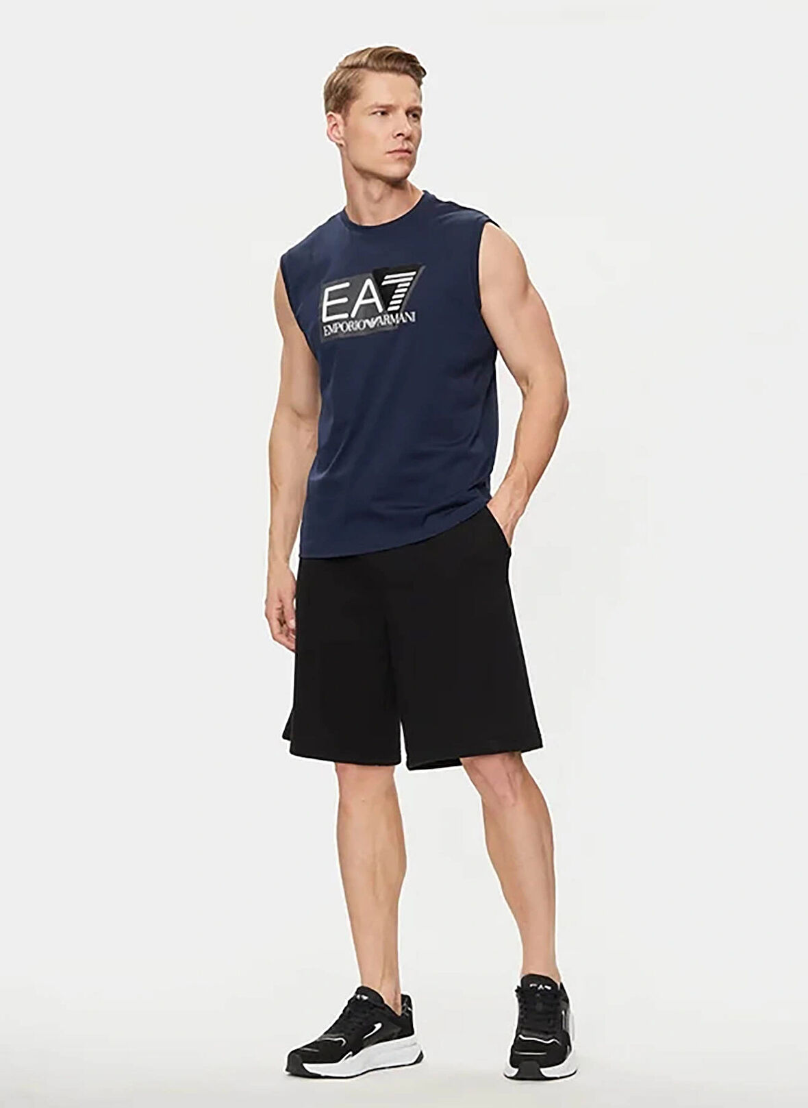 EA7 Bisiklet Yaka Mavi Erkek T-Shirt 3DPT80PJ02Z