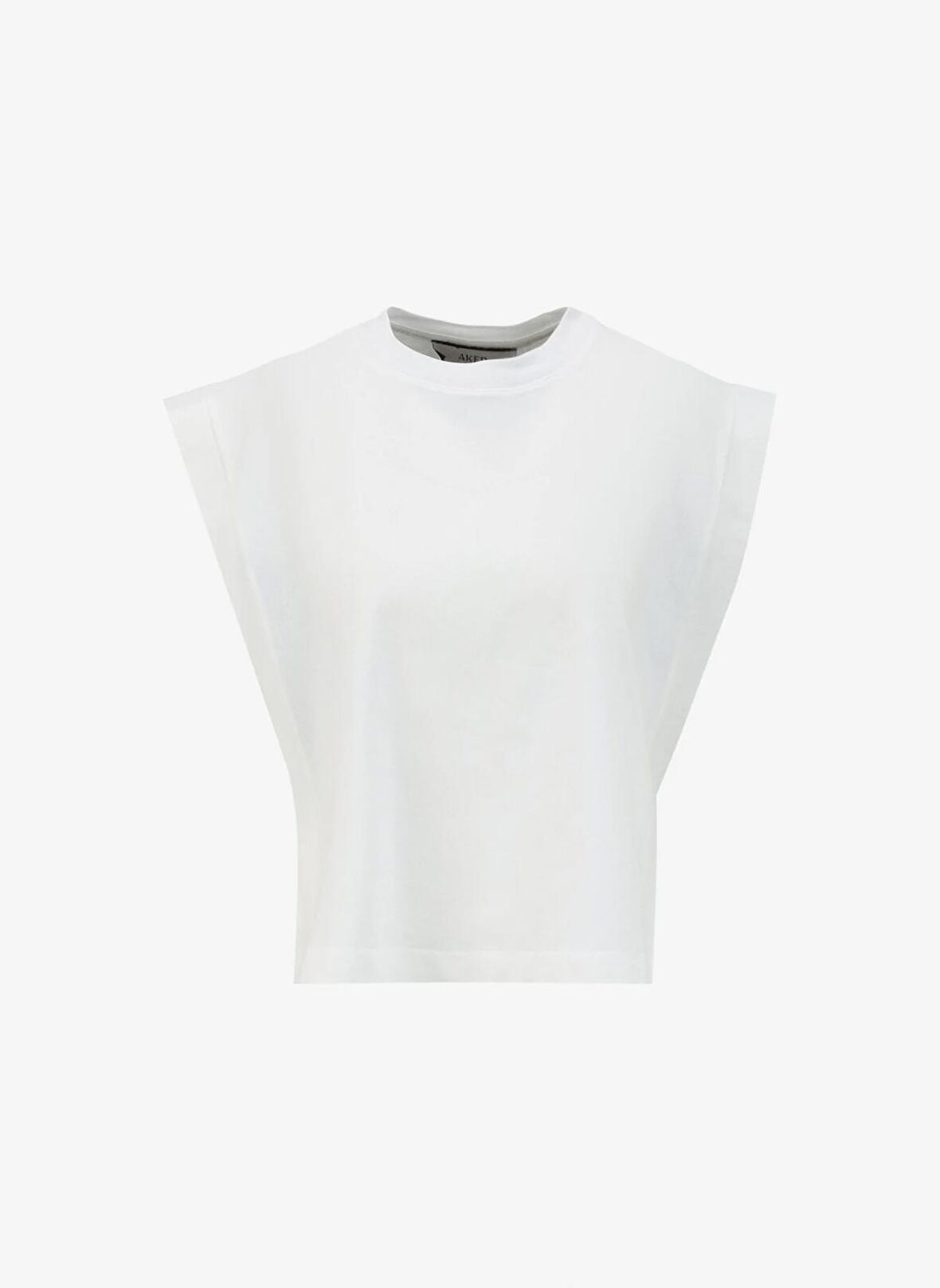 Akep Yuvarlak Yaka Düz Beyaz Kadın T-Shirt TSKD05213