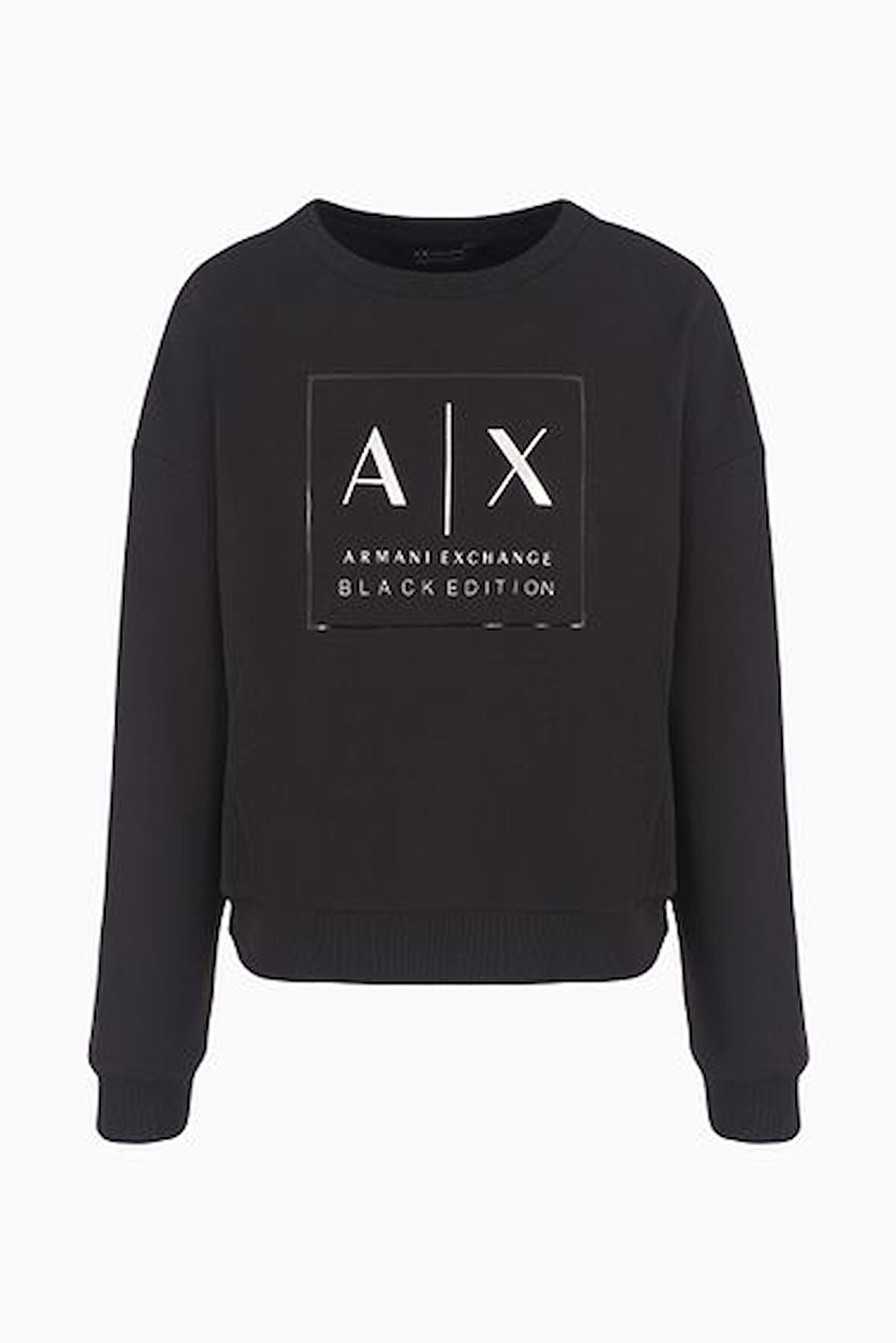 Kadın Logo Baskılı Bisiklet Yaka Sweatshirt - Siyah | S