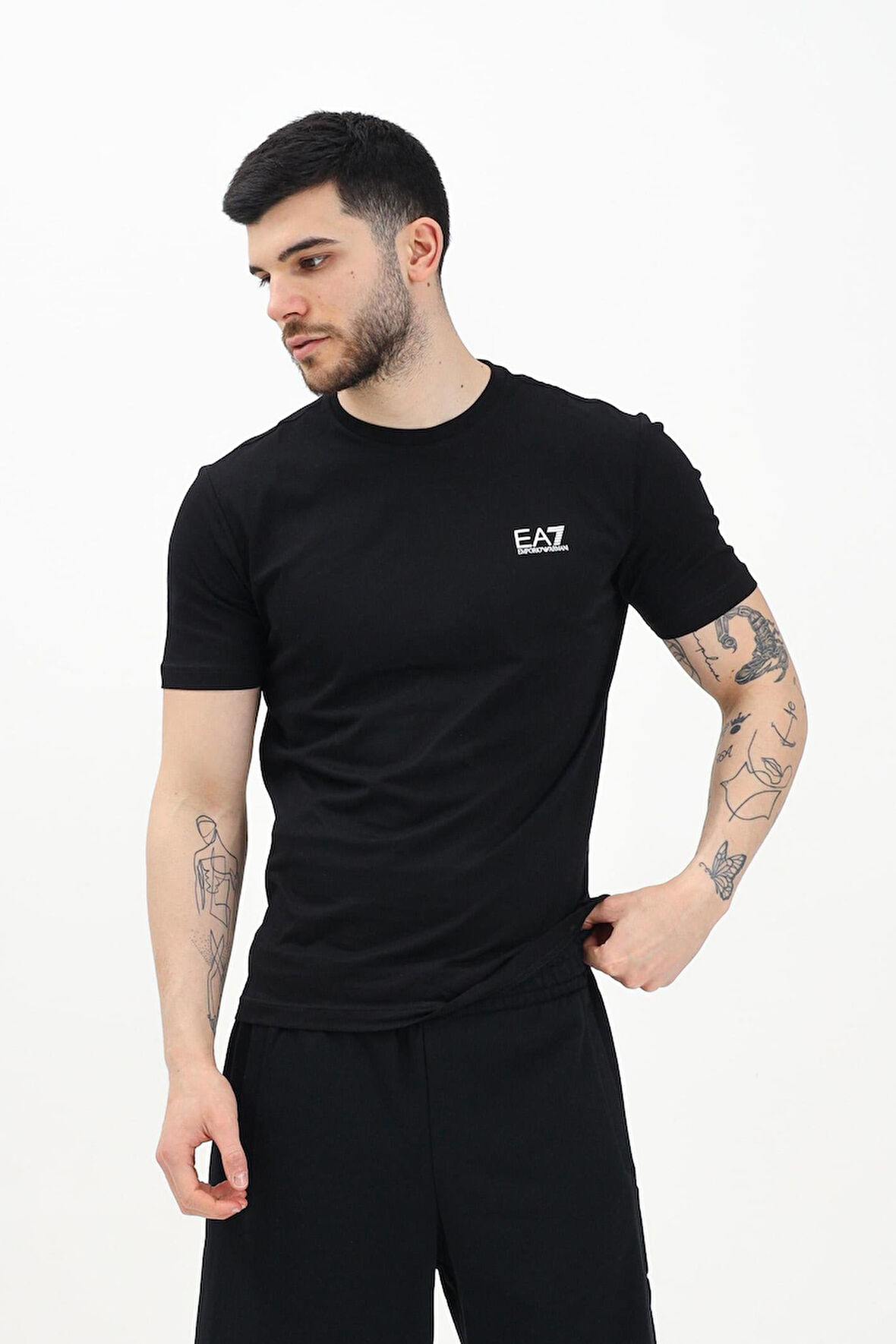 Erkek Bisiklet Yaka T-Shirt - Siyah | L