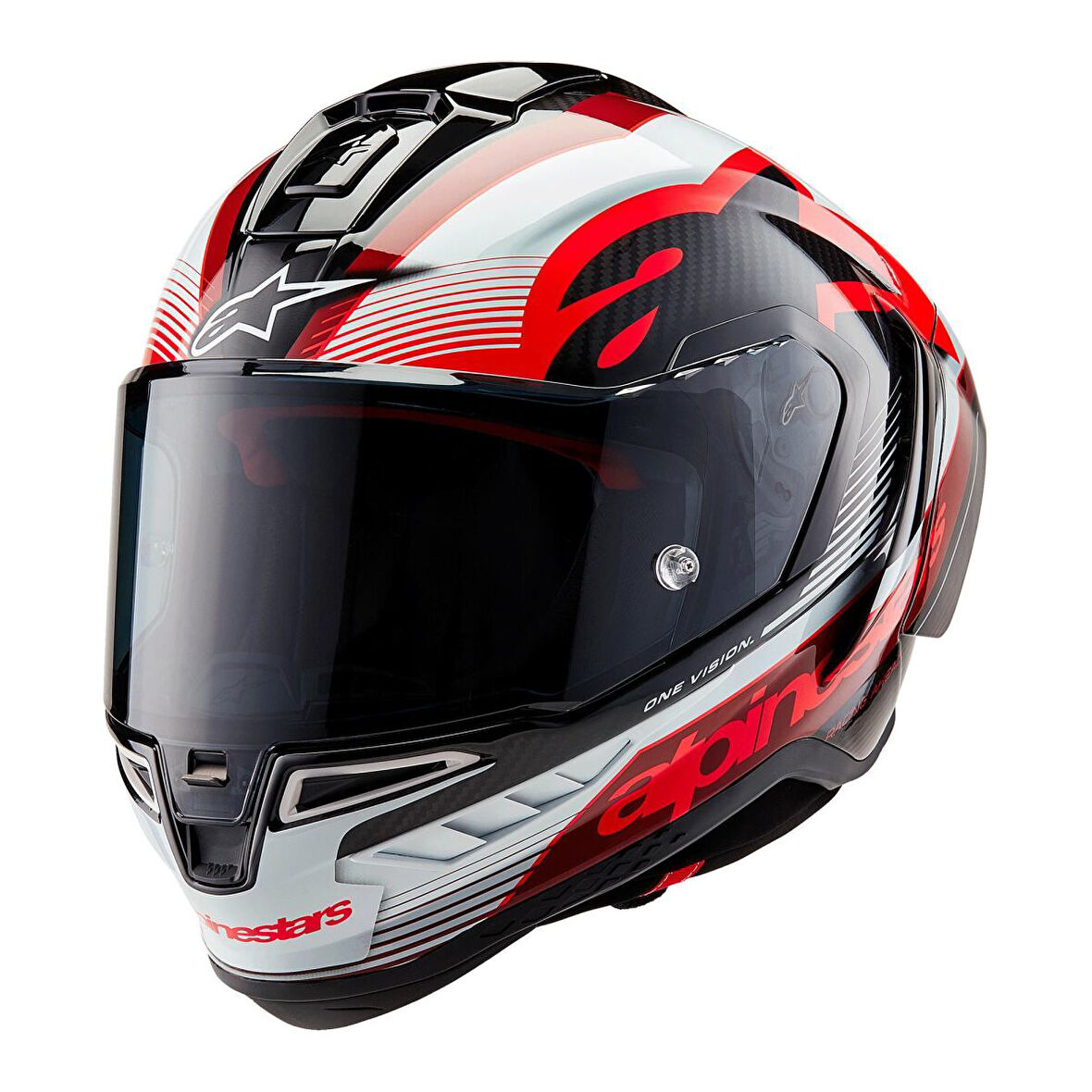 Alpinestars Supertech R10 Carbon Team Spor Motosiklet Kaskı Siyah  Kırmızı  Beyaz