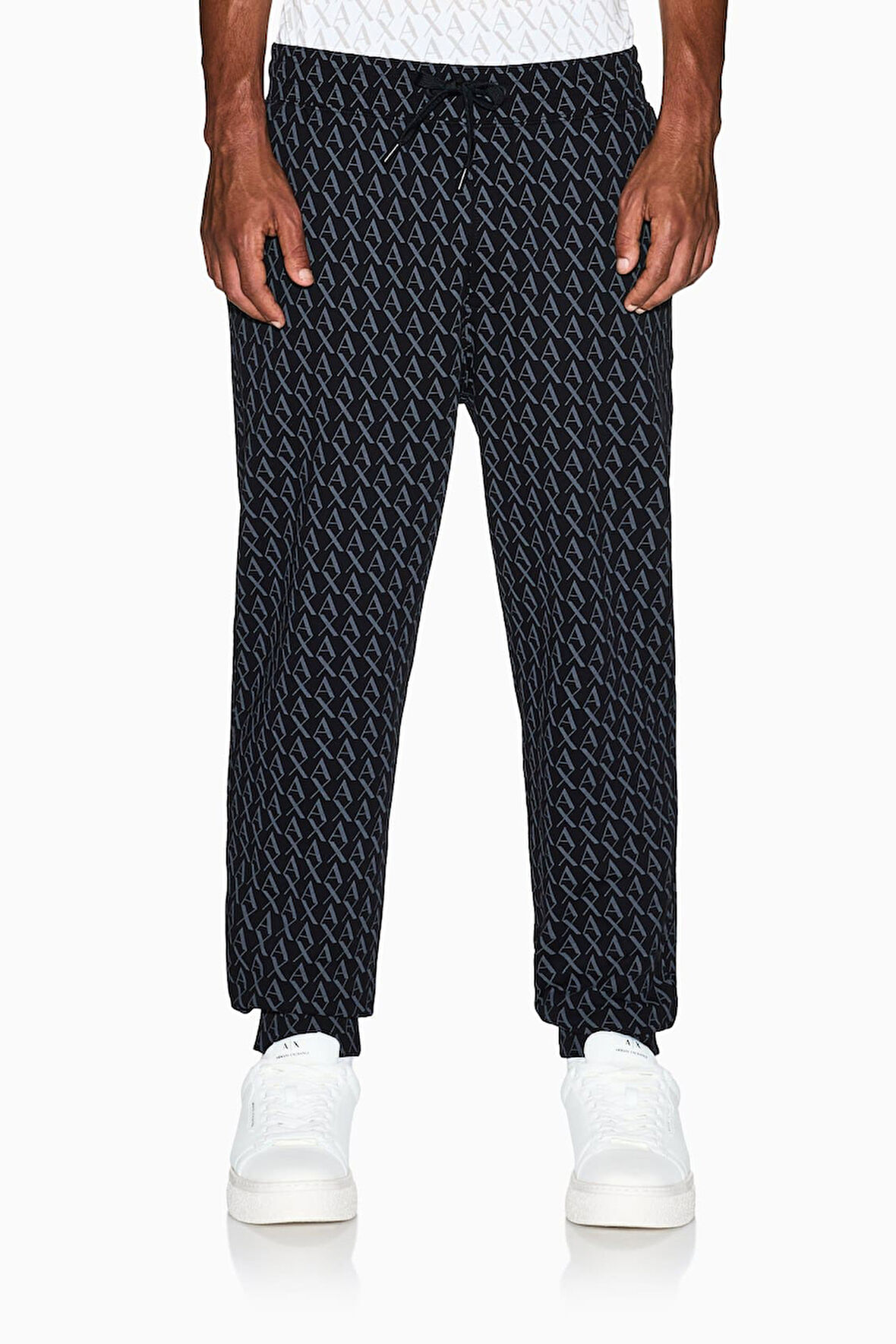 Erkek Regular Fit Monogram Desenli Jogger Eşofman Altı - Siyah | M