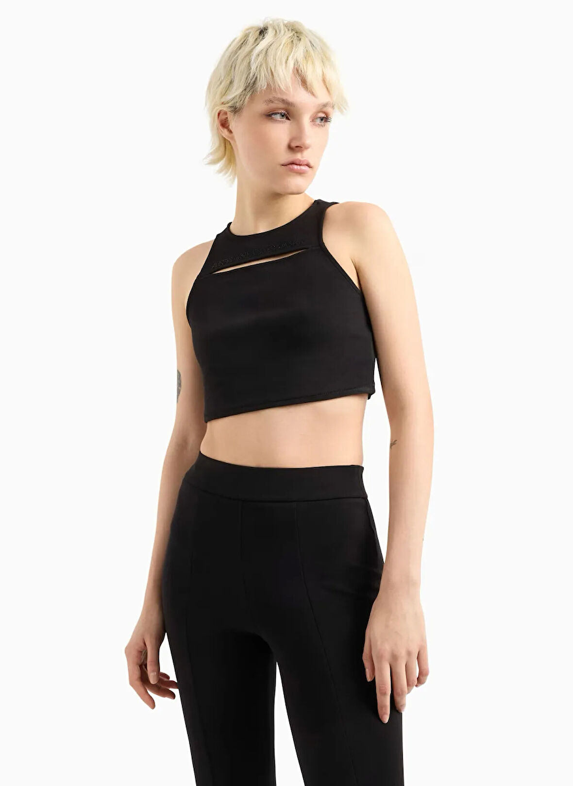 Armani Exchange Bisiklet Yaka Düz Siyah Kadın Bluz XW000368