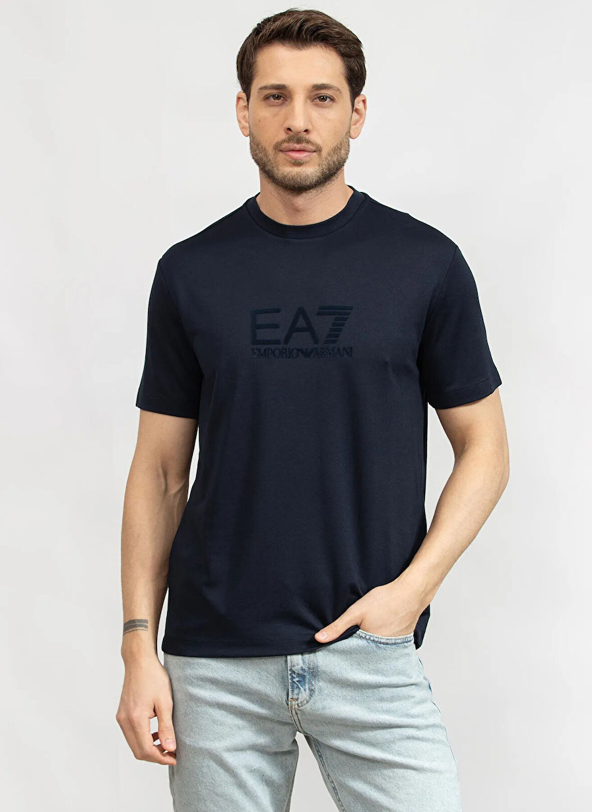 EA7 Bisiklet Yaka Siyah Erkek T-Shirt TRAIN LUX TEE