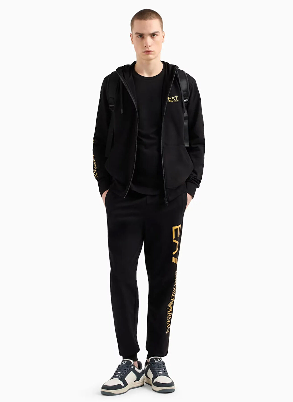 EA7 Bisiklet Yaka Siyah Erkek T-Shirt TRAIN LOGO SERIES TEE