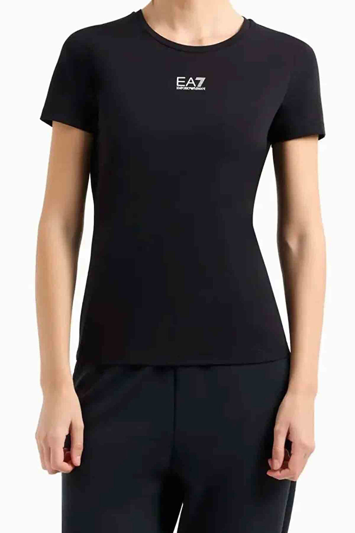 Kadın Bisiklet Yaka T-Shirt - Siyah  | M