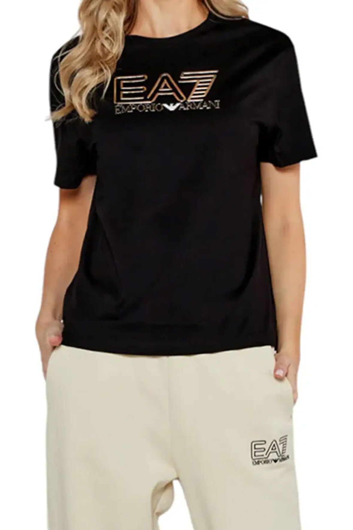 Kadın Bisiklet Yaka T-Shirt - Siyah  | XL