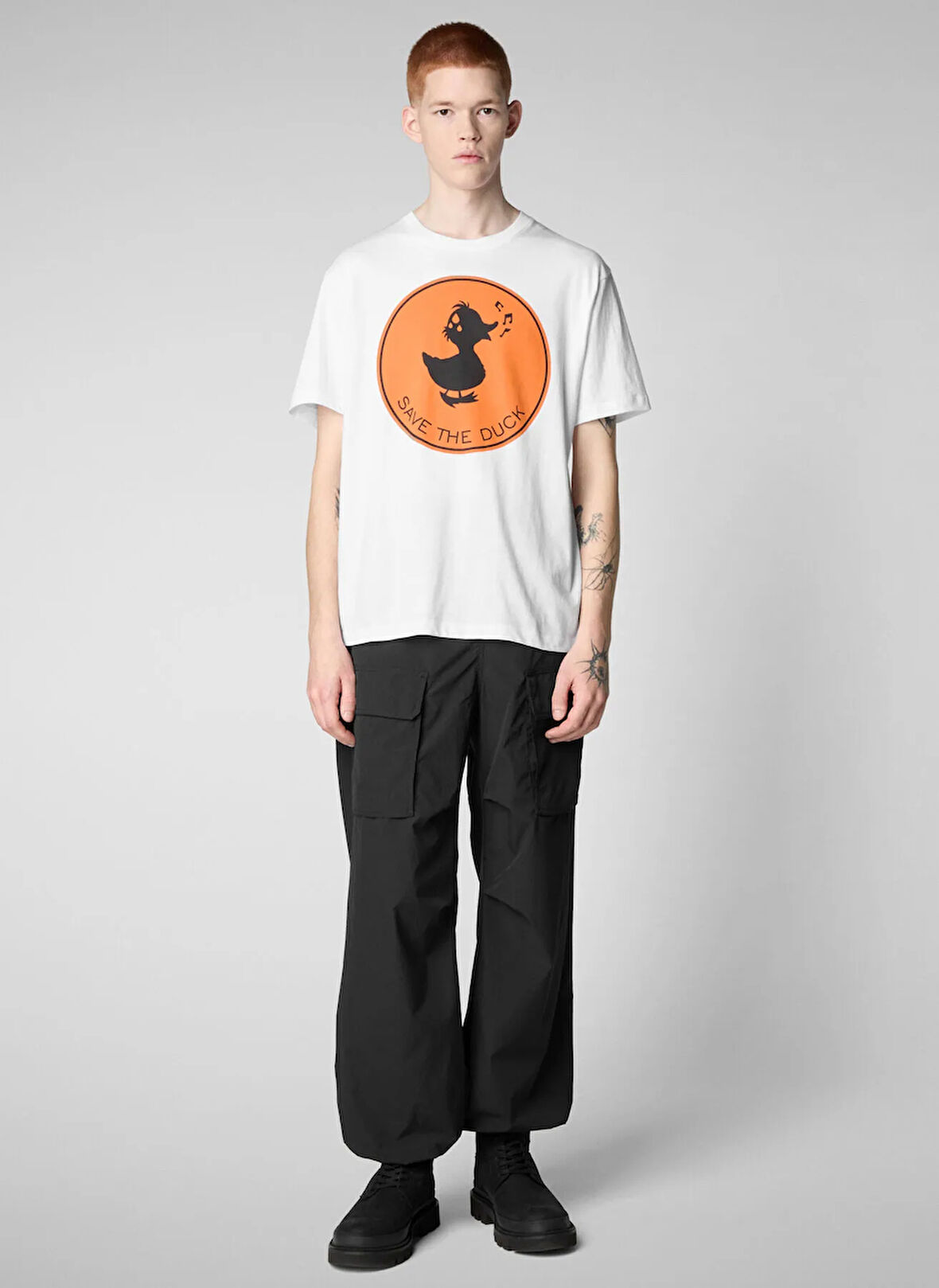 Save The Duck Bisiklet Yaka Düz Beyaz Erkek T-Shirt DT0825MBESY2000000 SABIK BEYAZ