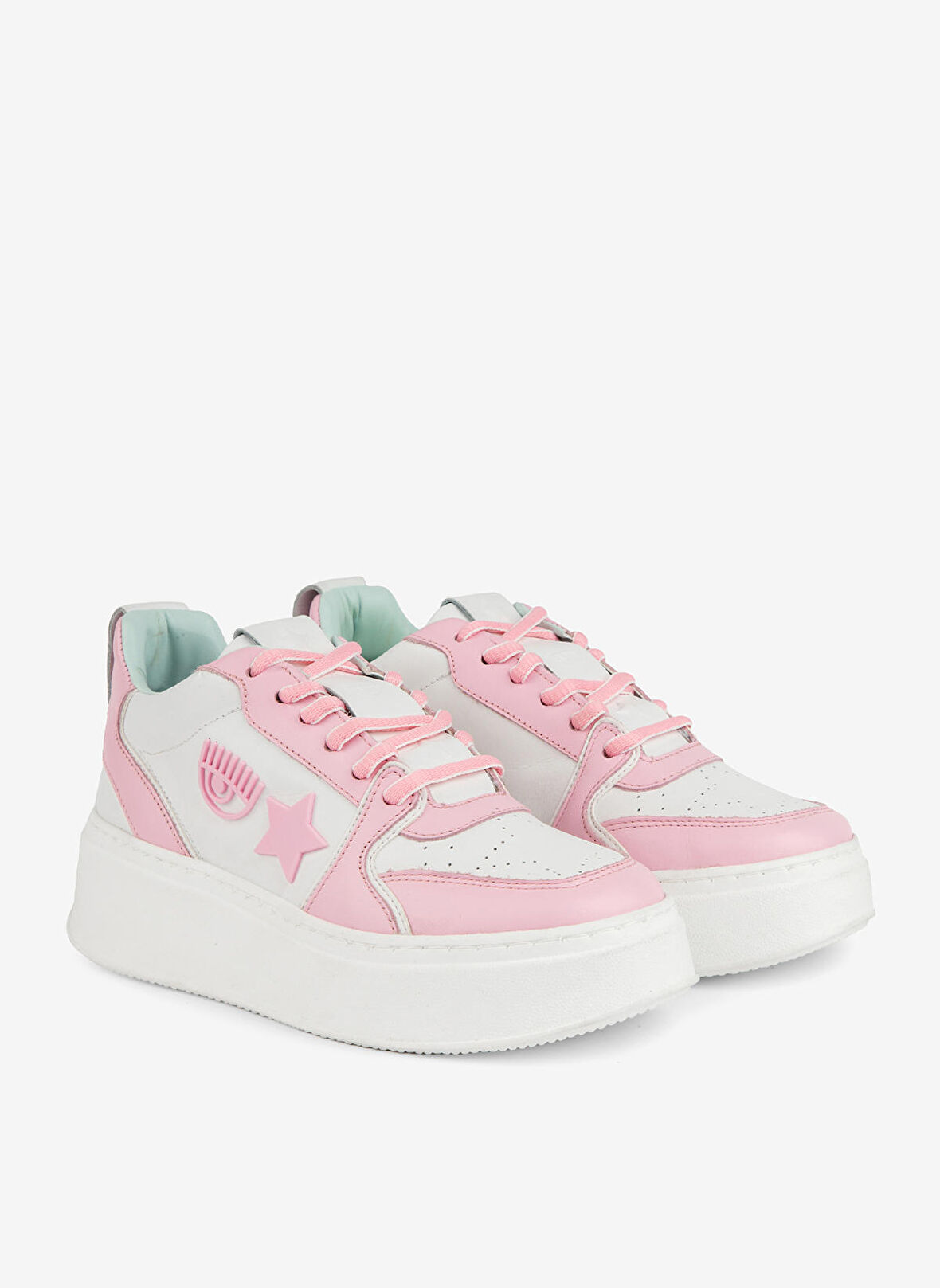 Beyaz - Pembe Kadın Deri Sneaker CF3217_072