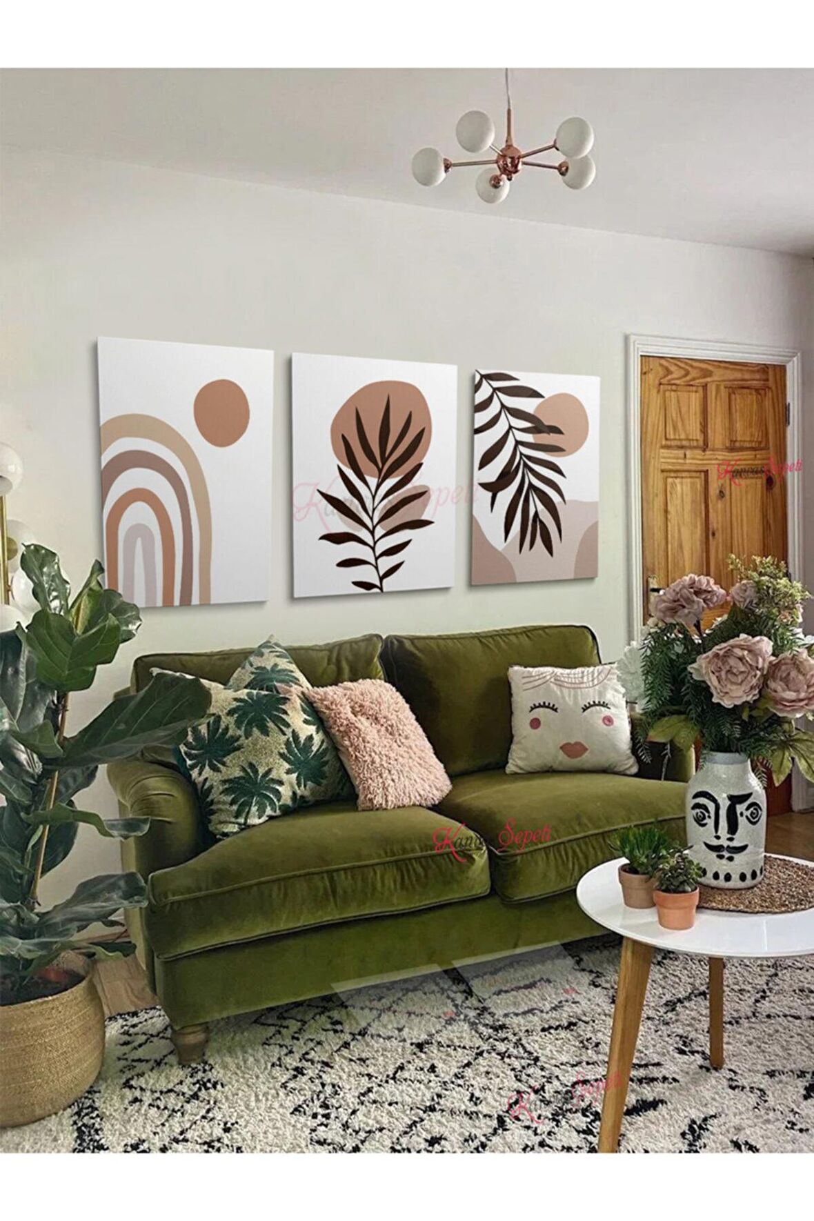 3lü Set Boho Bohem Bohe Retro Art Soyut Tablo Dekoratif Kanvas Tablo Canvas Tablolar Soyut Tablolar