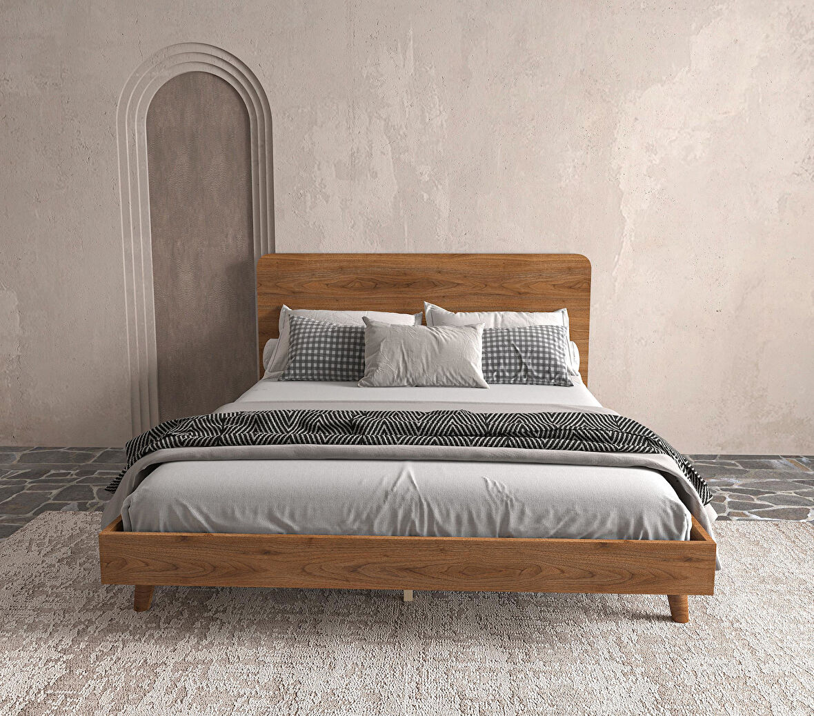 Softwood Ahşap Ceviz Karyola | Kolay Kurulum