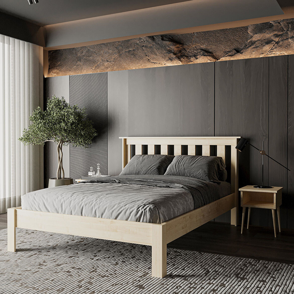 Shark New Ahşap Vernik Karyola | Kolay Kurulum